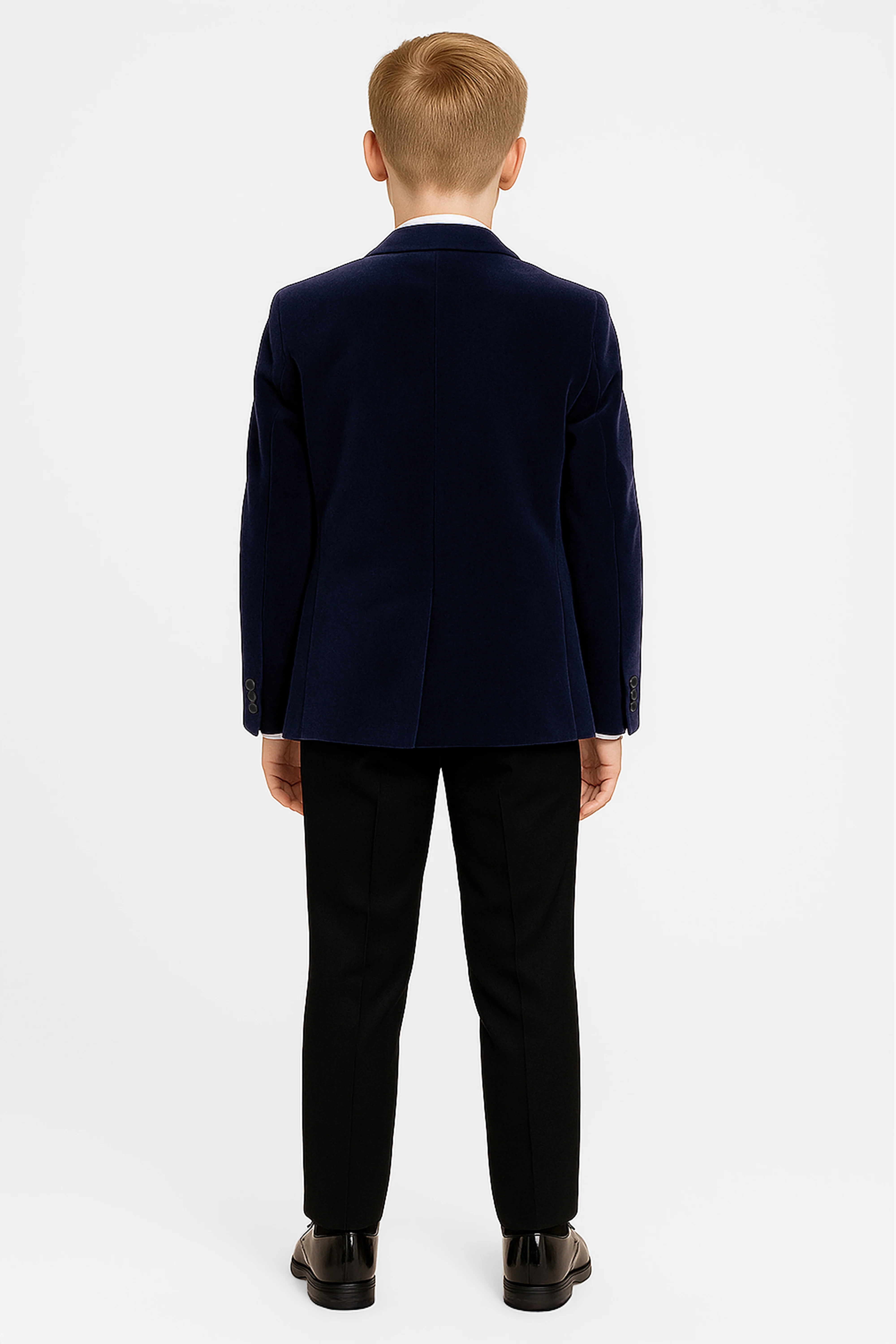 Boys Slim Fit Velvet Dinner Suit - 3-Piece & 5-Piece - SAVOY - Navy Blue - Image 3