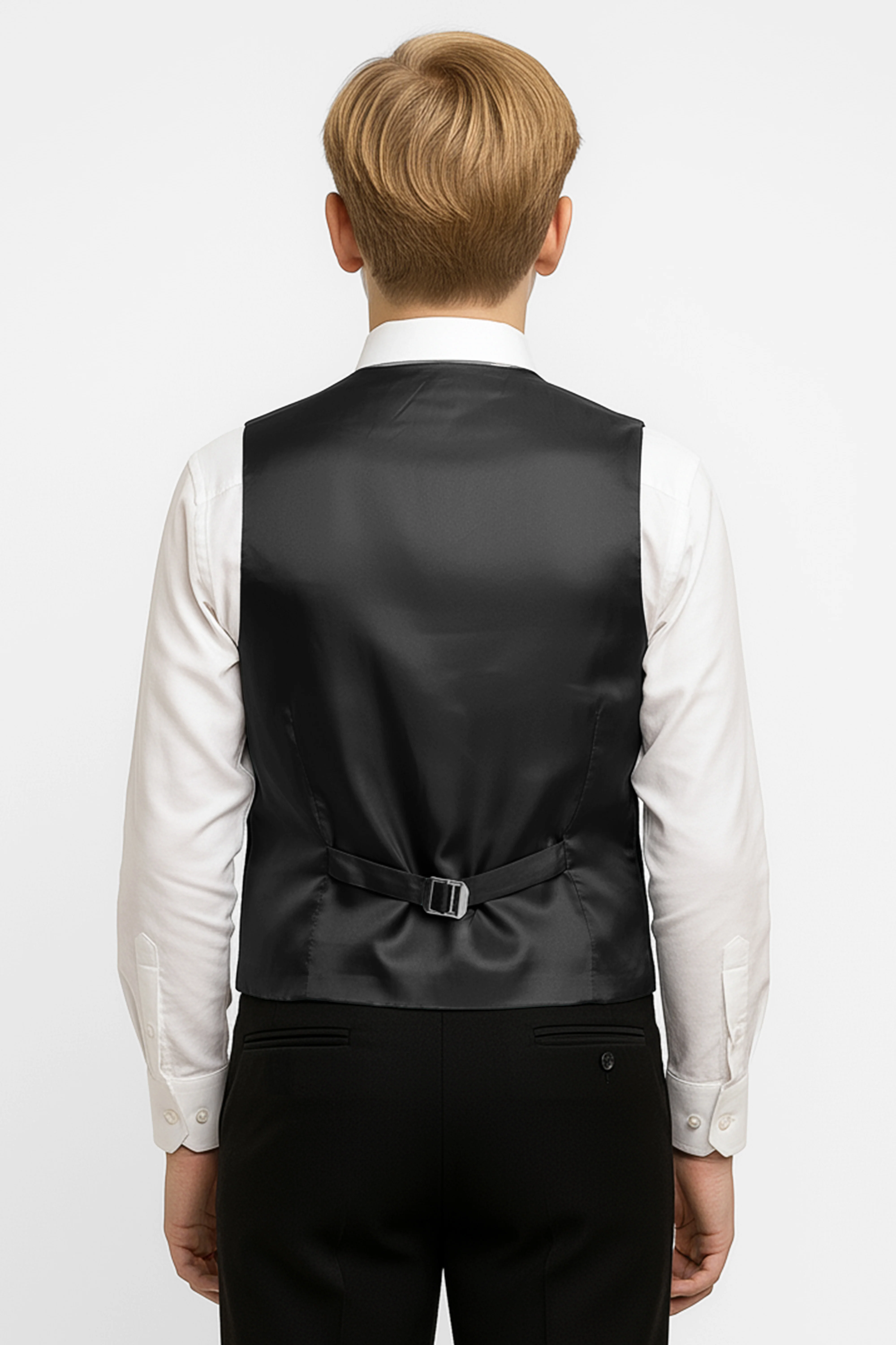 Boys Slim Fit Velvet Waistcoat Set - SAVOY - Navy Blue - Image 2