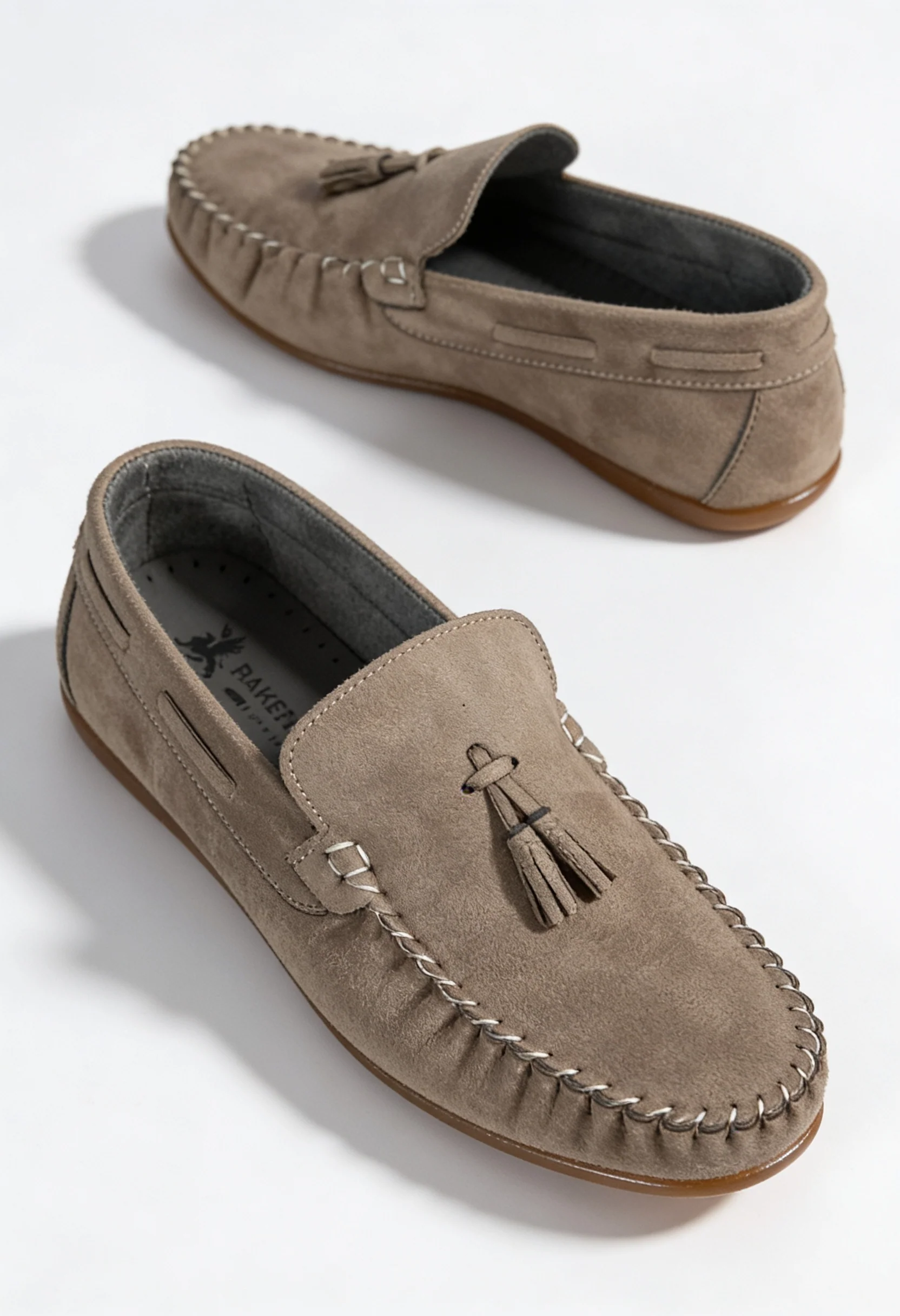 Boys Slip on Tassel Suede Penny Loafer - BABYLON - Sand Beige - Image 5