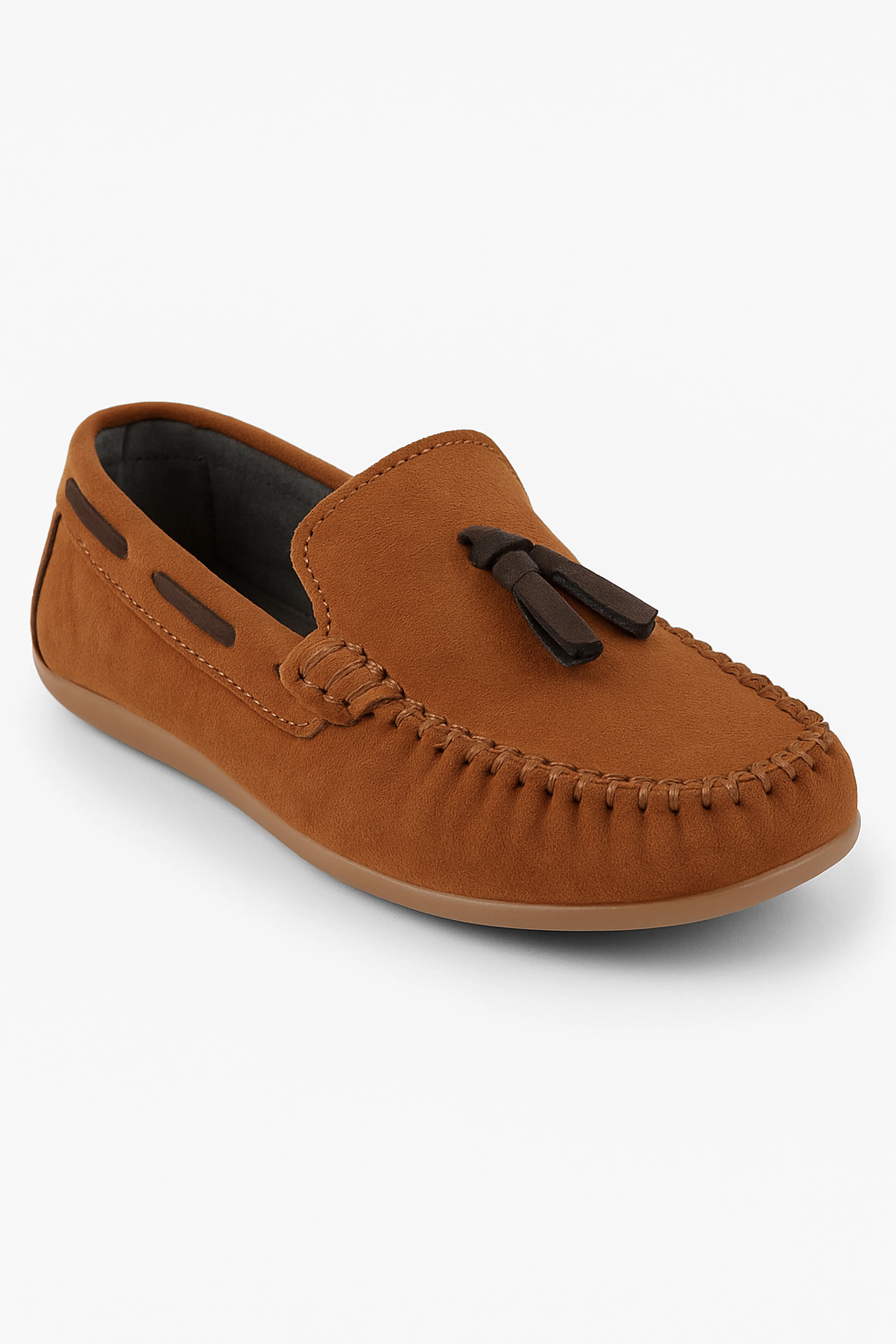 Boys Slip on Tassel Suede Penny Loafer - BABYLON - Tan Brown