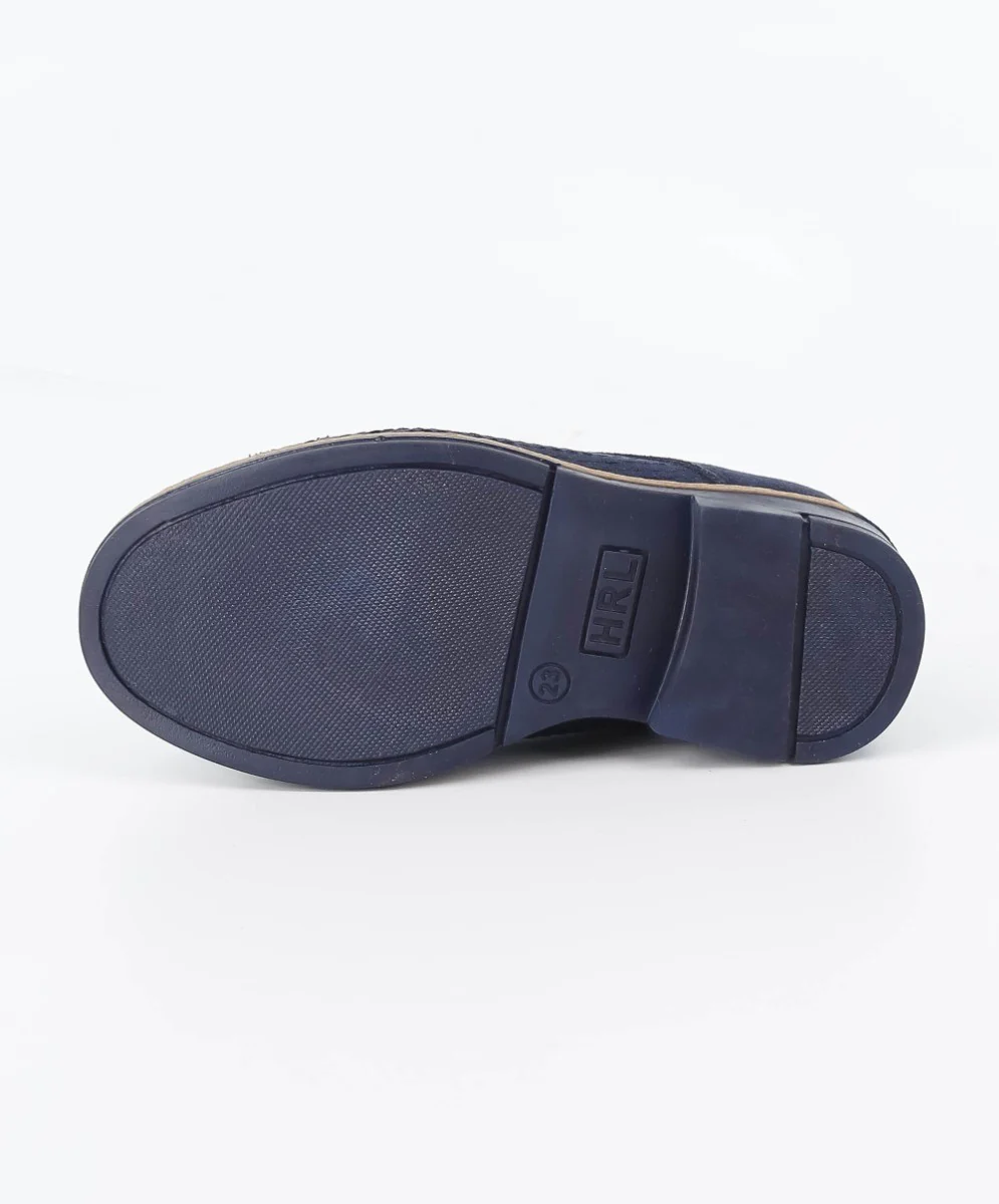 Boys Suede Lace Up Formal Shoes - Navy Blue - Image 6