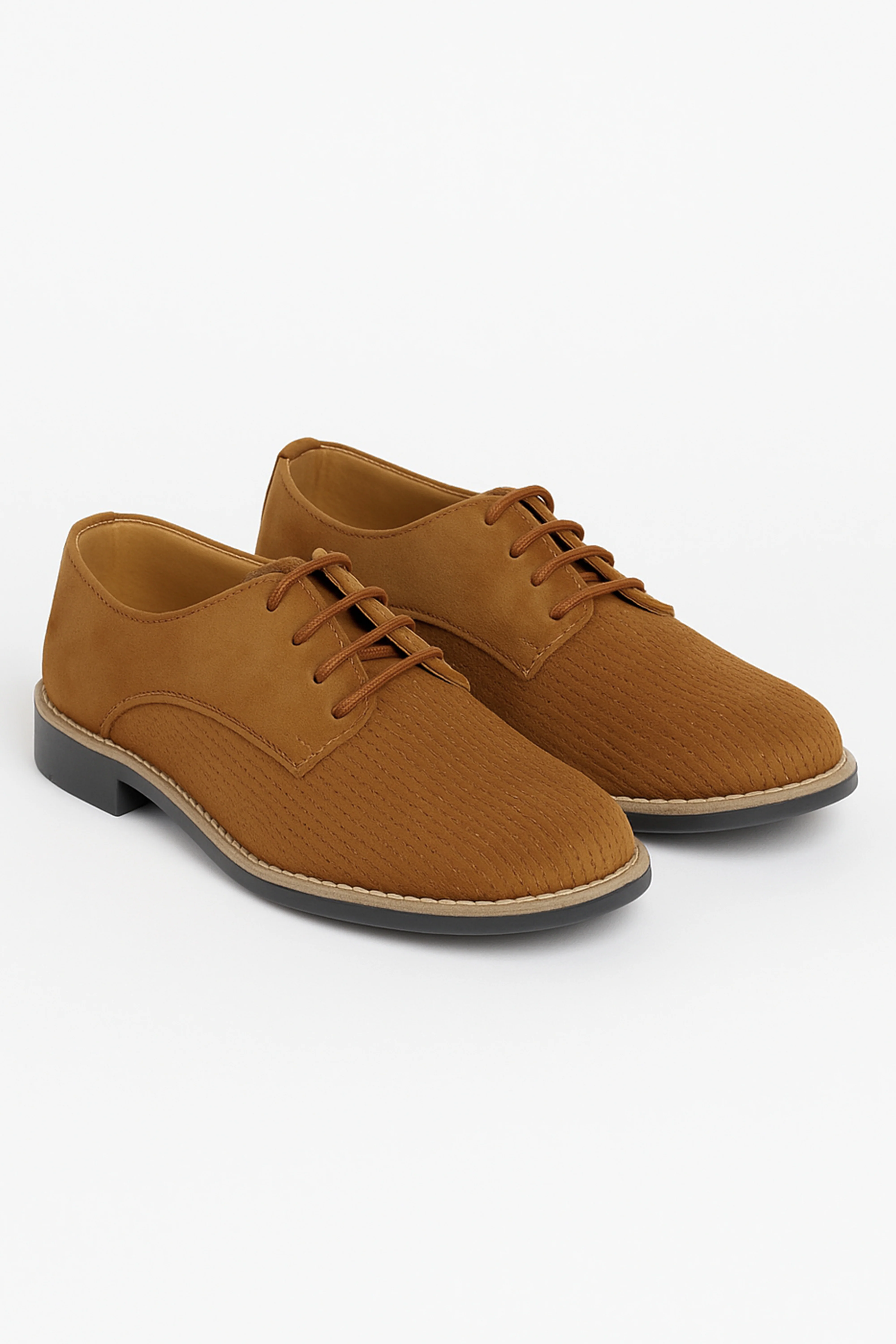 Boys Suede Lace Up Formal Shoes - Tan Brown - Image 3