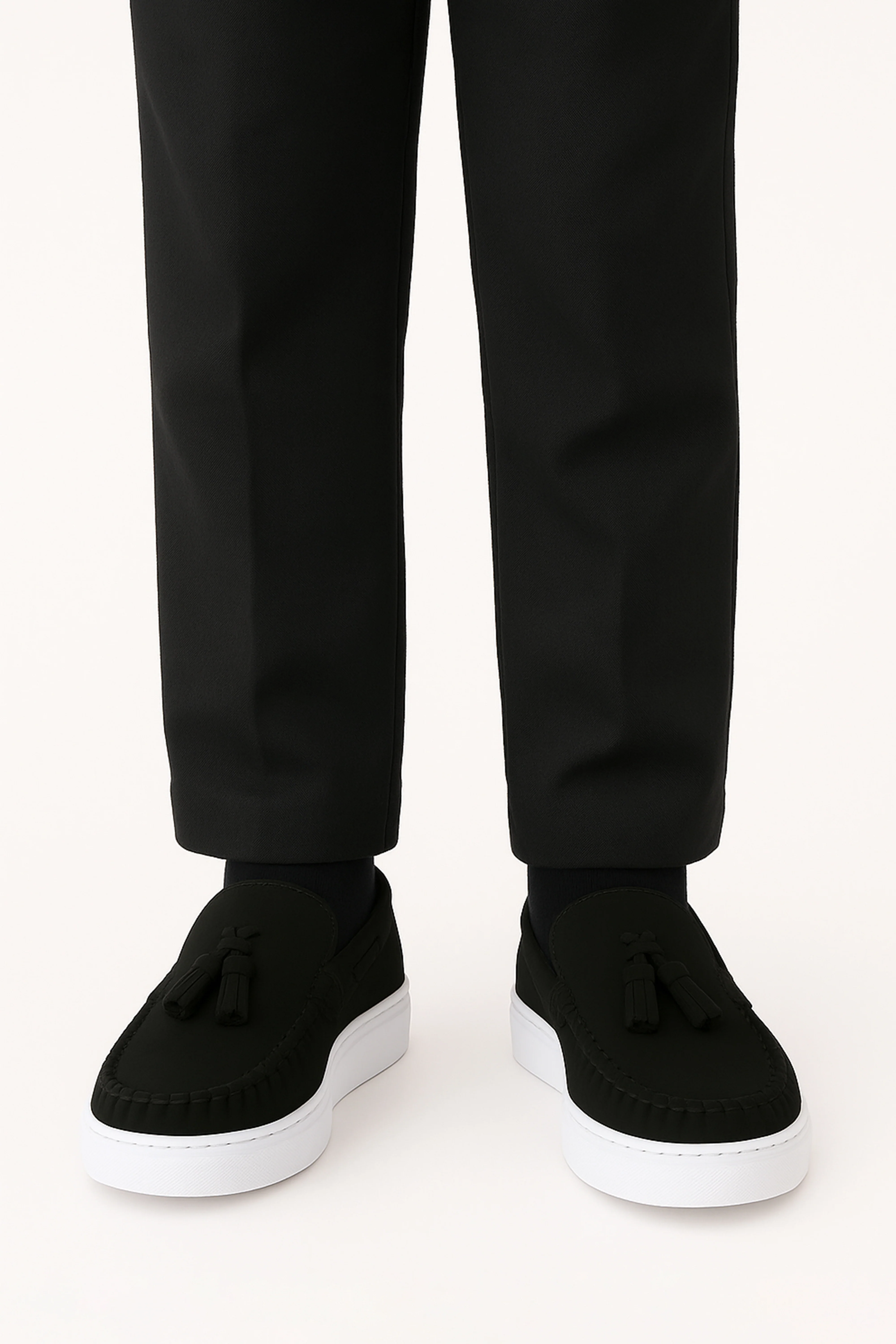 Boys Platform Suede Moccasin Loafers with Tassels - Urban  - Black - Image 4