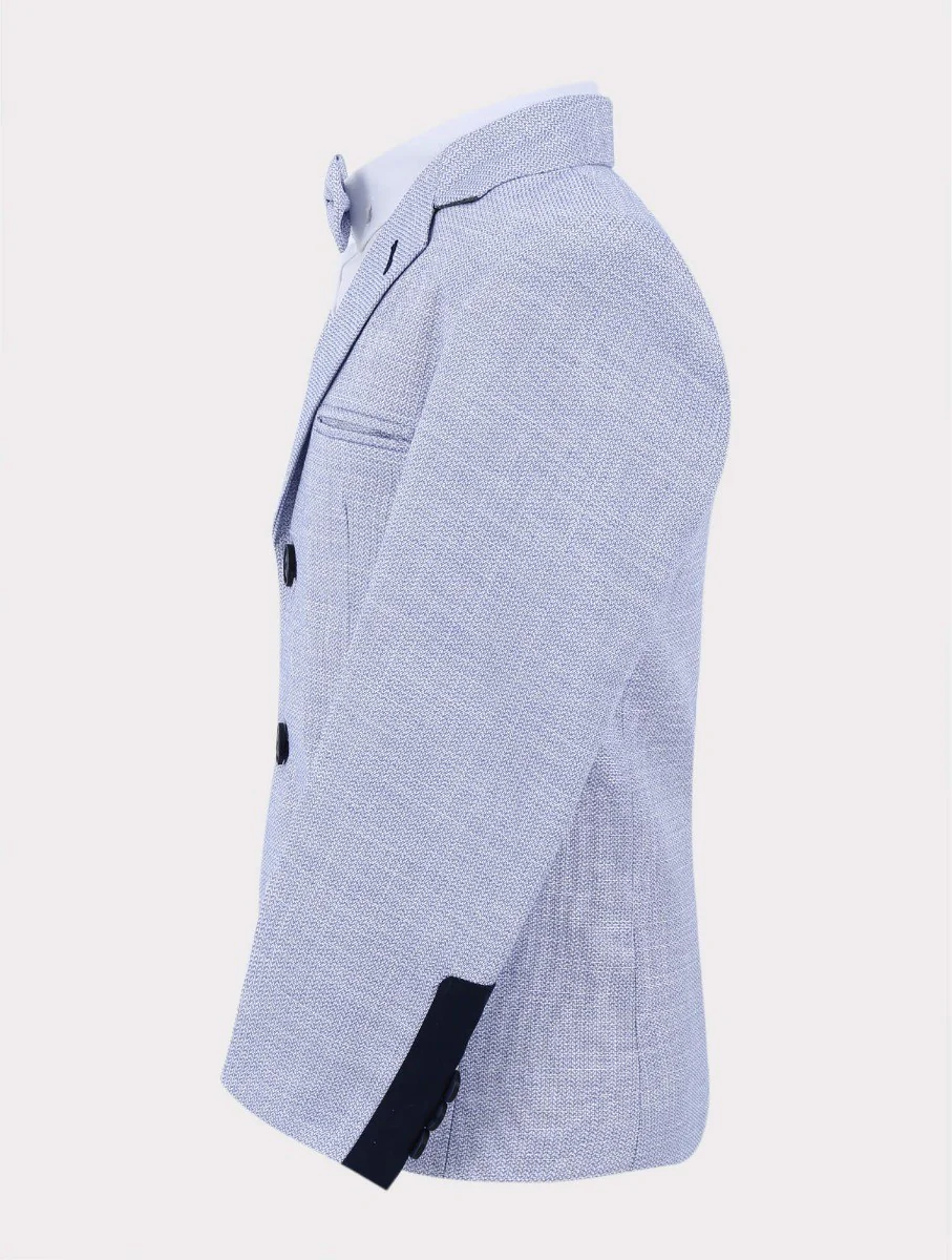 Boys Tweed-Like Blue Suit - CARTER - Blue - Image 6