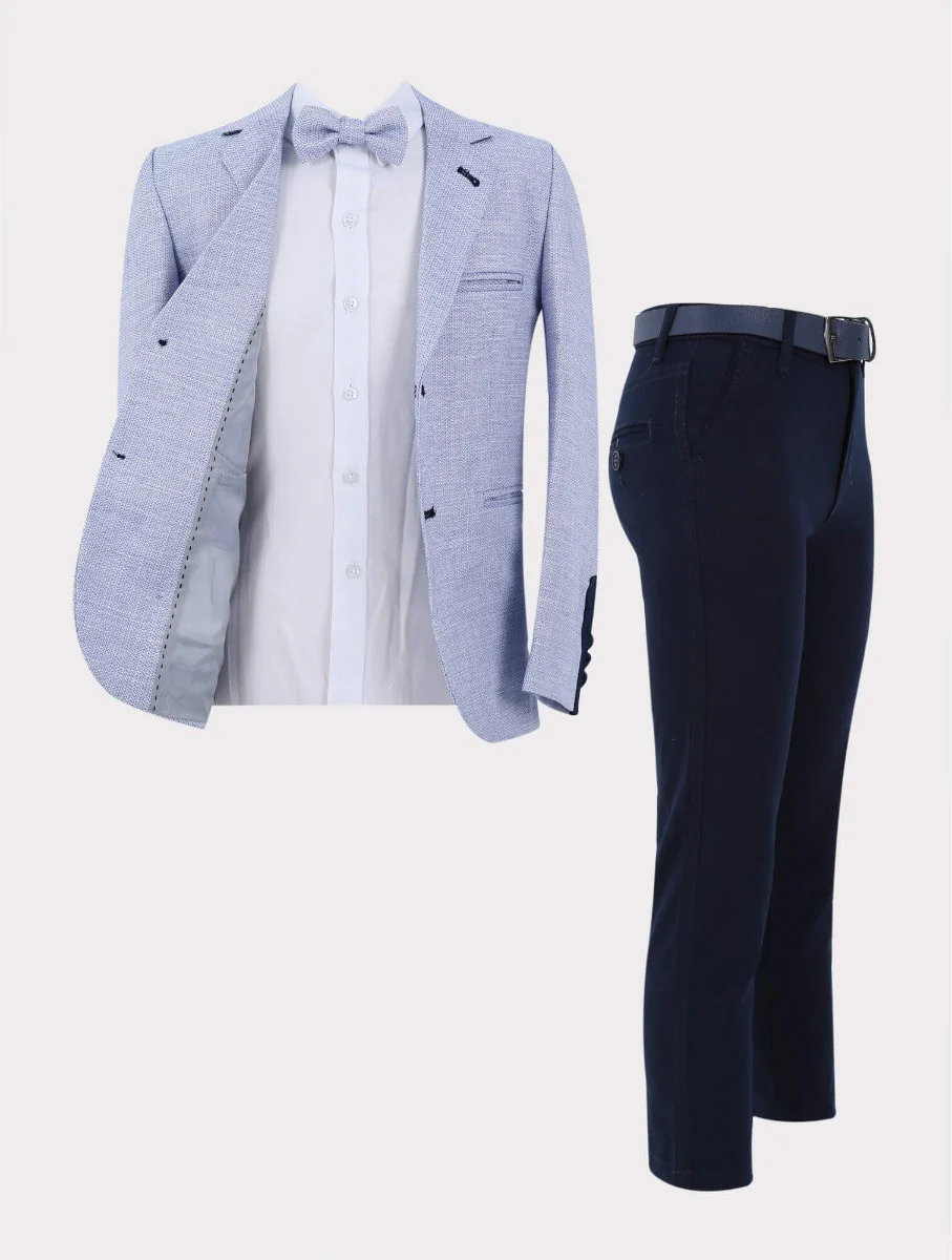 Boys Tweed-Like Blue Suit - CARTER - Blue - Image 8