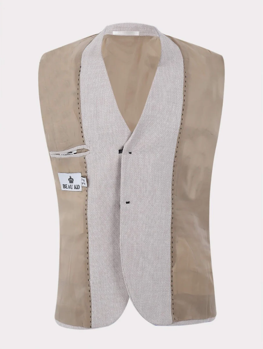 Boys Tweed-Like Beige Suit Set - ELLIOT - Beige - Image 7