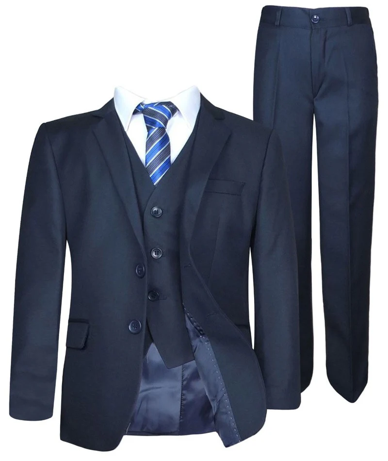 Boys 5 Pieces Formal Navy Suit - Navy Blue - Image 3