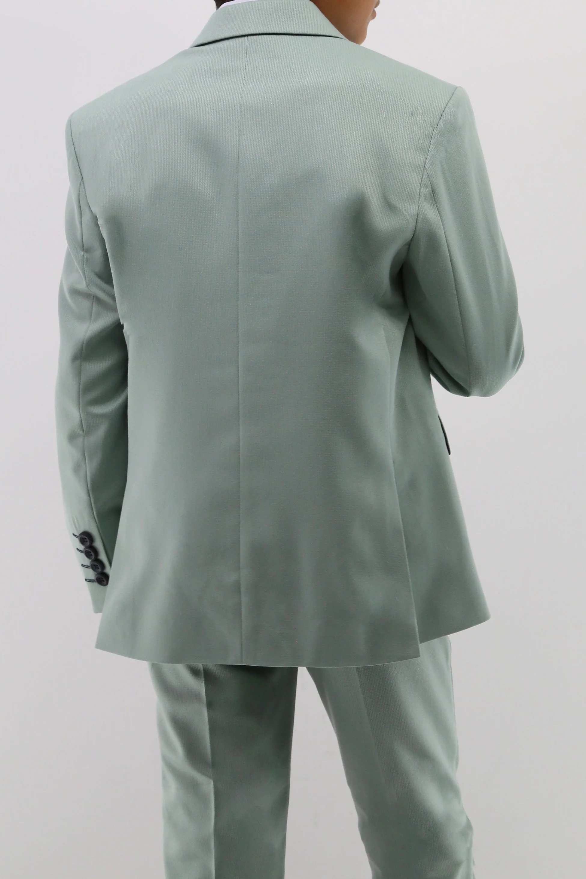 Boys Suit with Double Breasted Waistcoat 6 PC Set - Mint Green - Image 6
