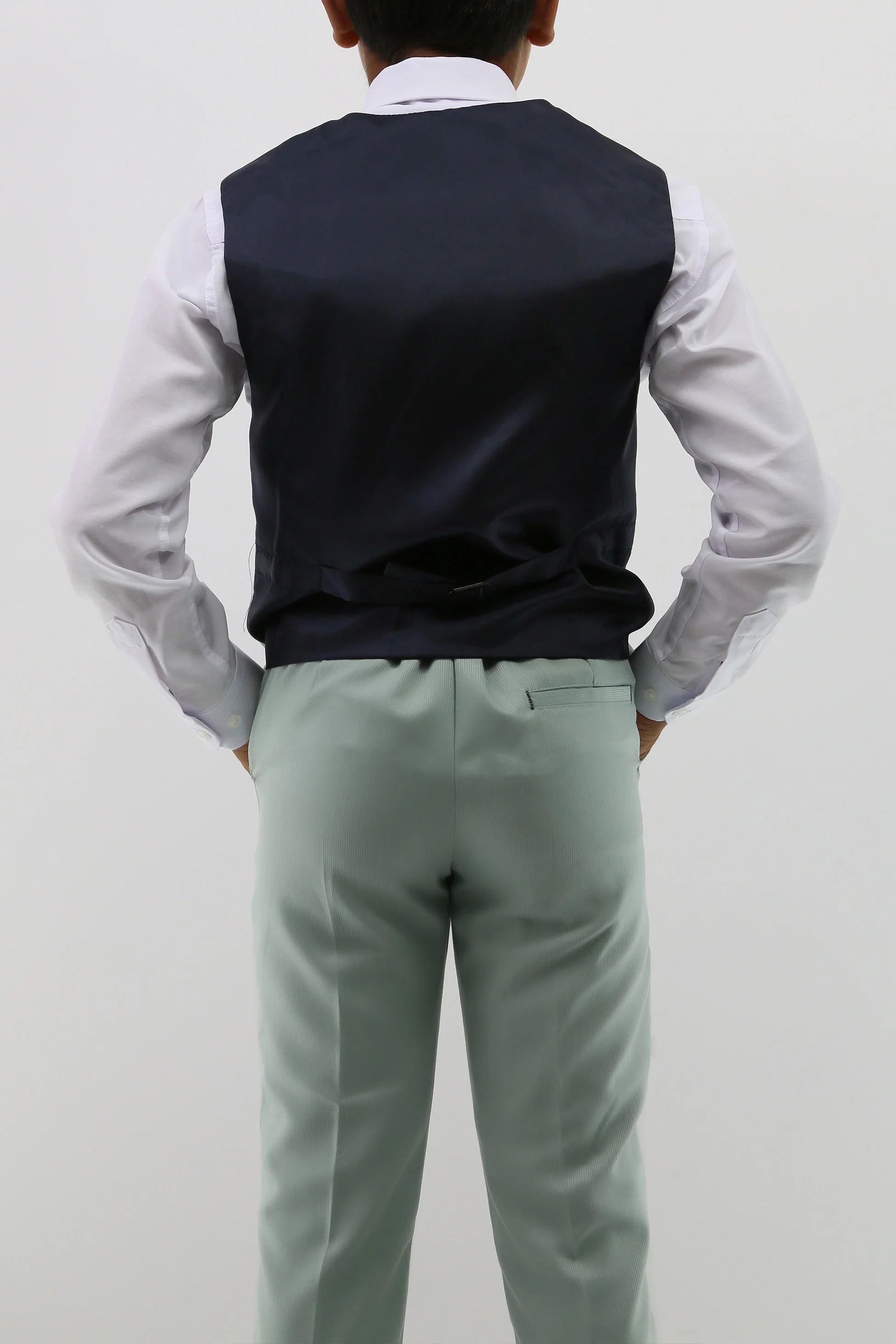 Boys Suit with Double Breasted Waistcoat 6 PC Set - Mint Green - Image 9