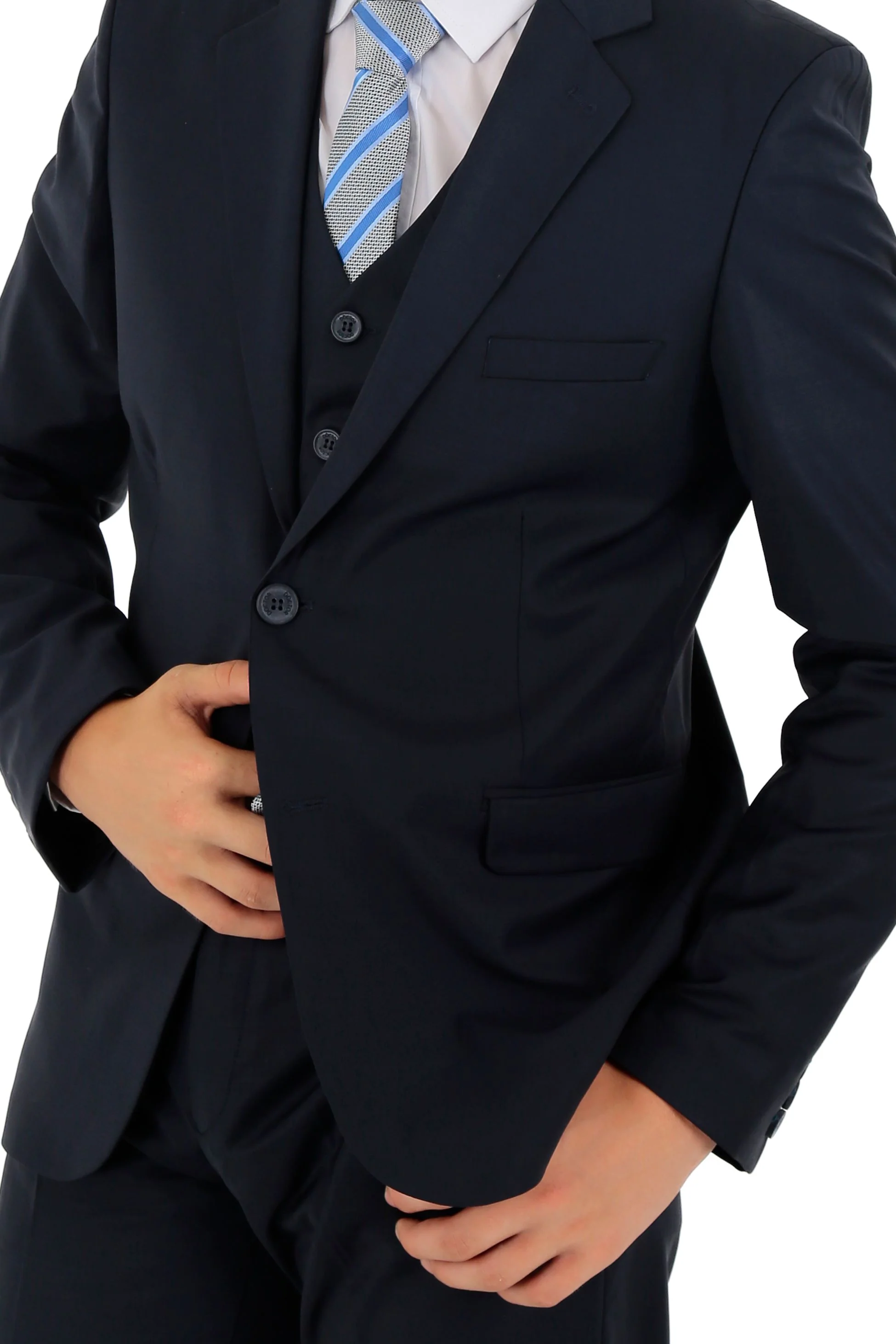 Boys Navy Tailored Fit Suit - OSLO - Navy Blue - Image 6