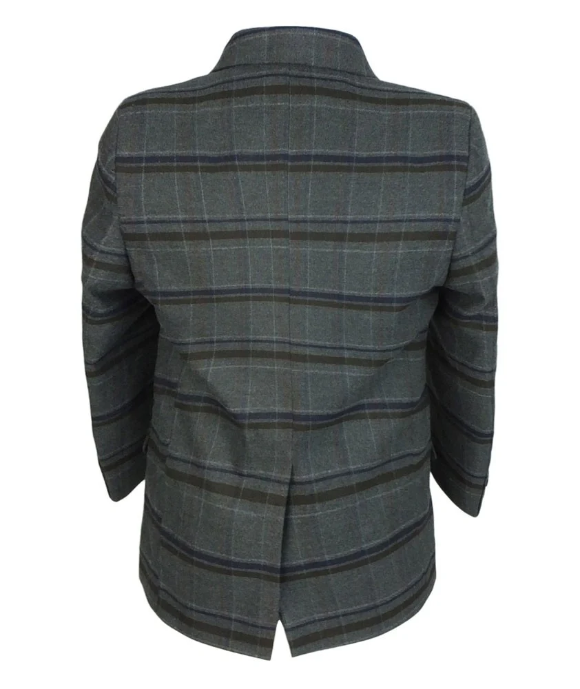 Boys Tailored Fit Charcoal Grey Check Suit - Charcoal Grey - Image 5