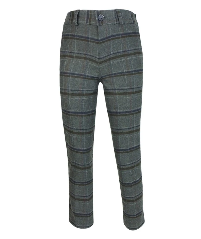 Boys Tailored Fit Charcoal Grey Check Suit - Charcoal Grey - Image 8