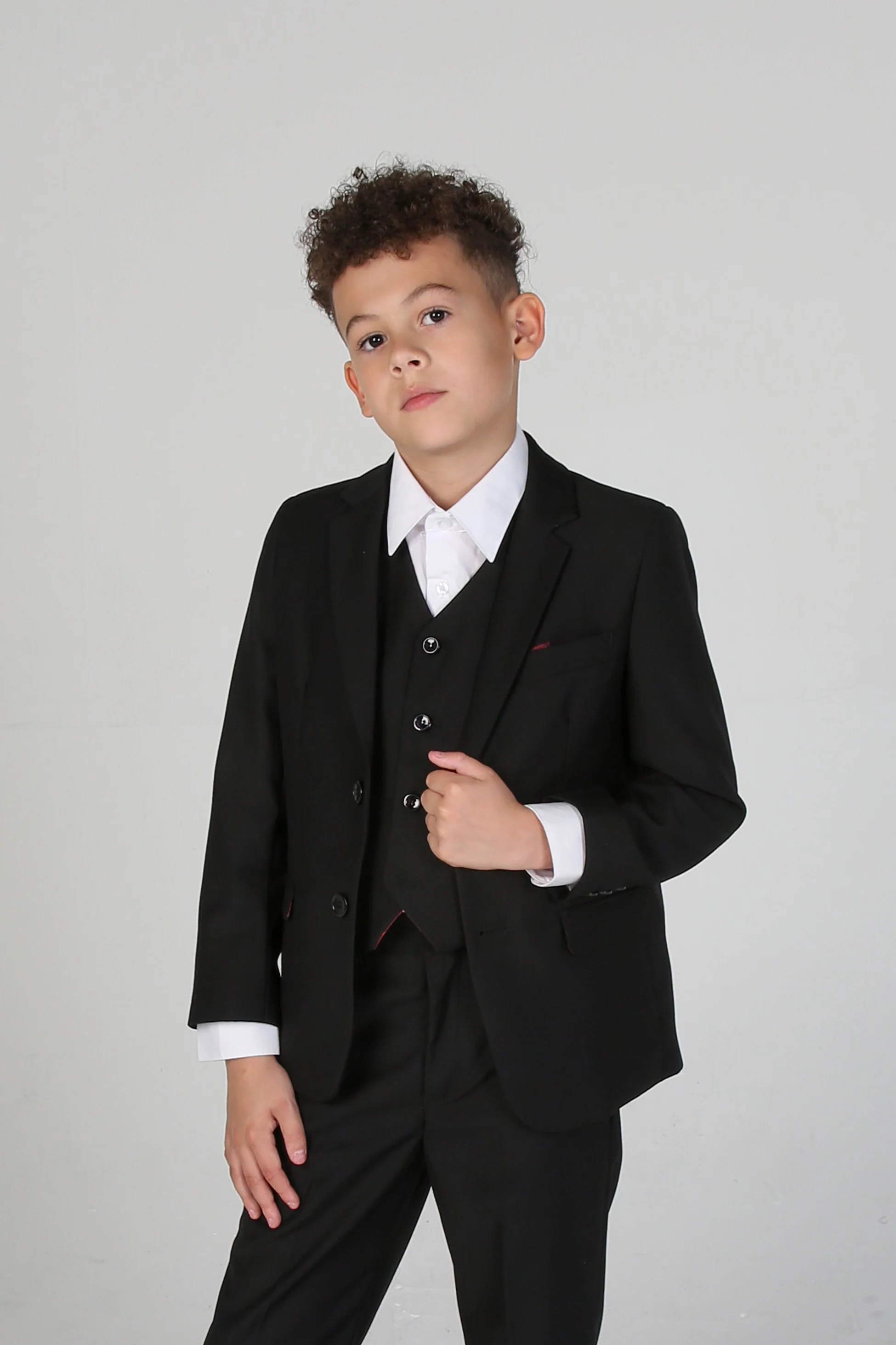 Boys Tailored Fit Black Suit - PARKER - Black - Image 4