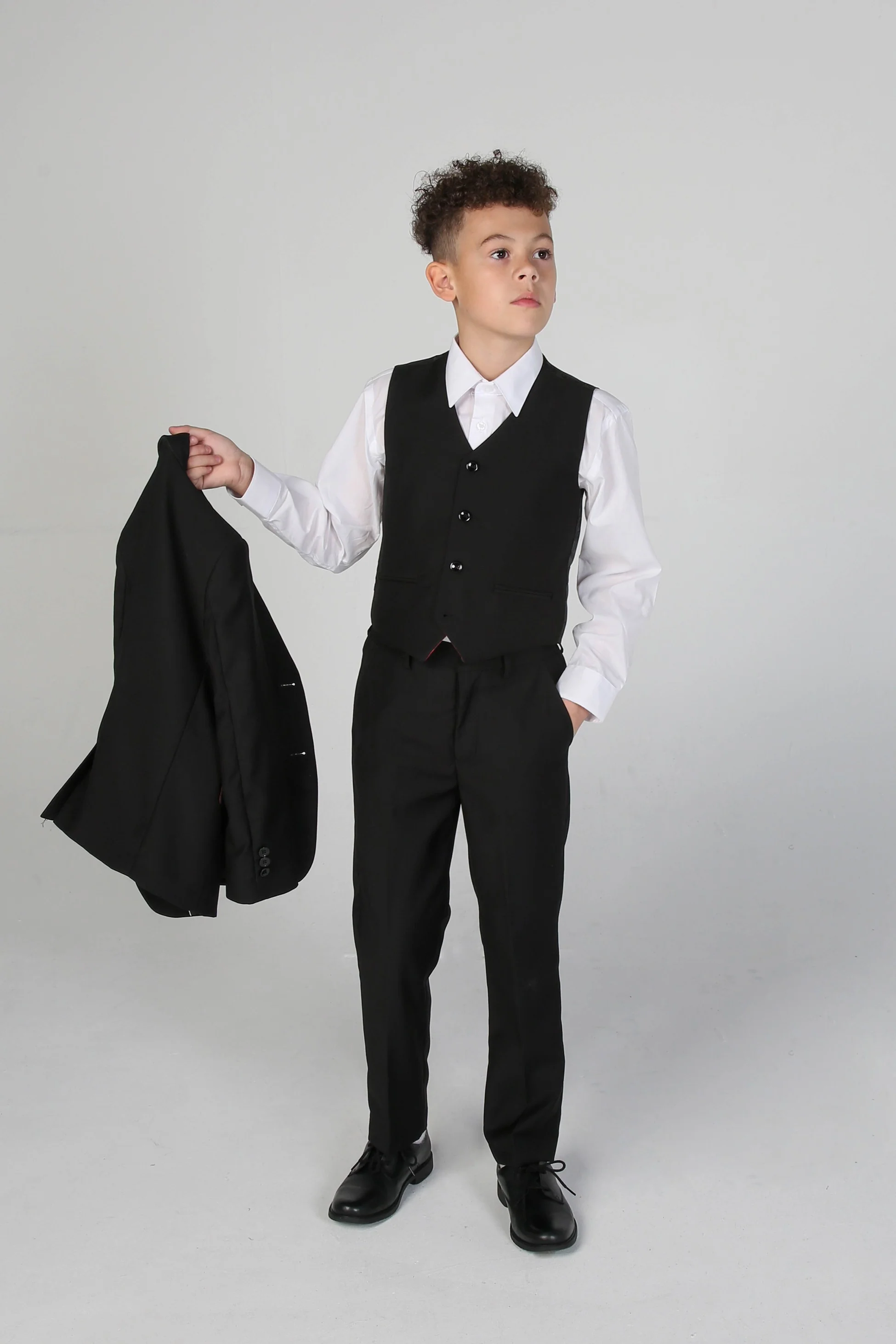 Boys Tailored Fit Black Suit - PARKER - Black - Image 7