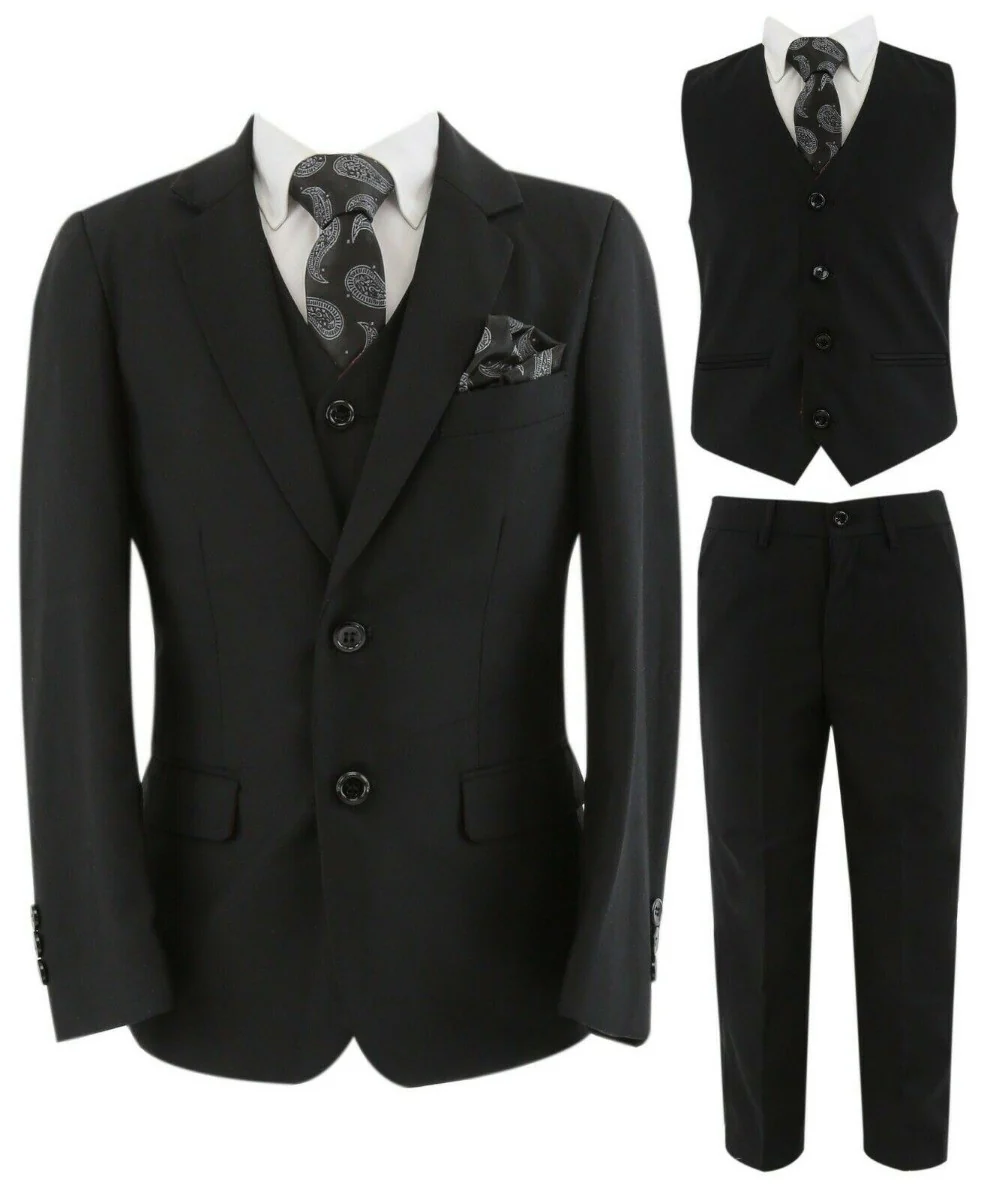 Boys Tailored Fit Black Suit - PARKER - Black - Image 9