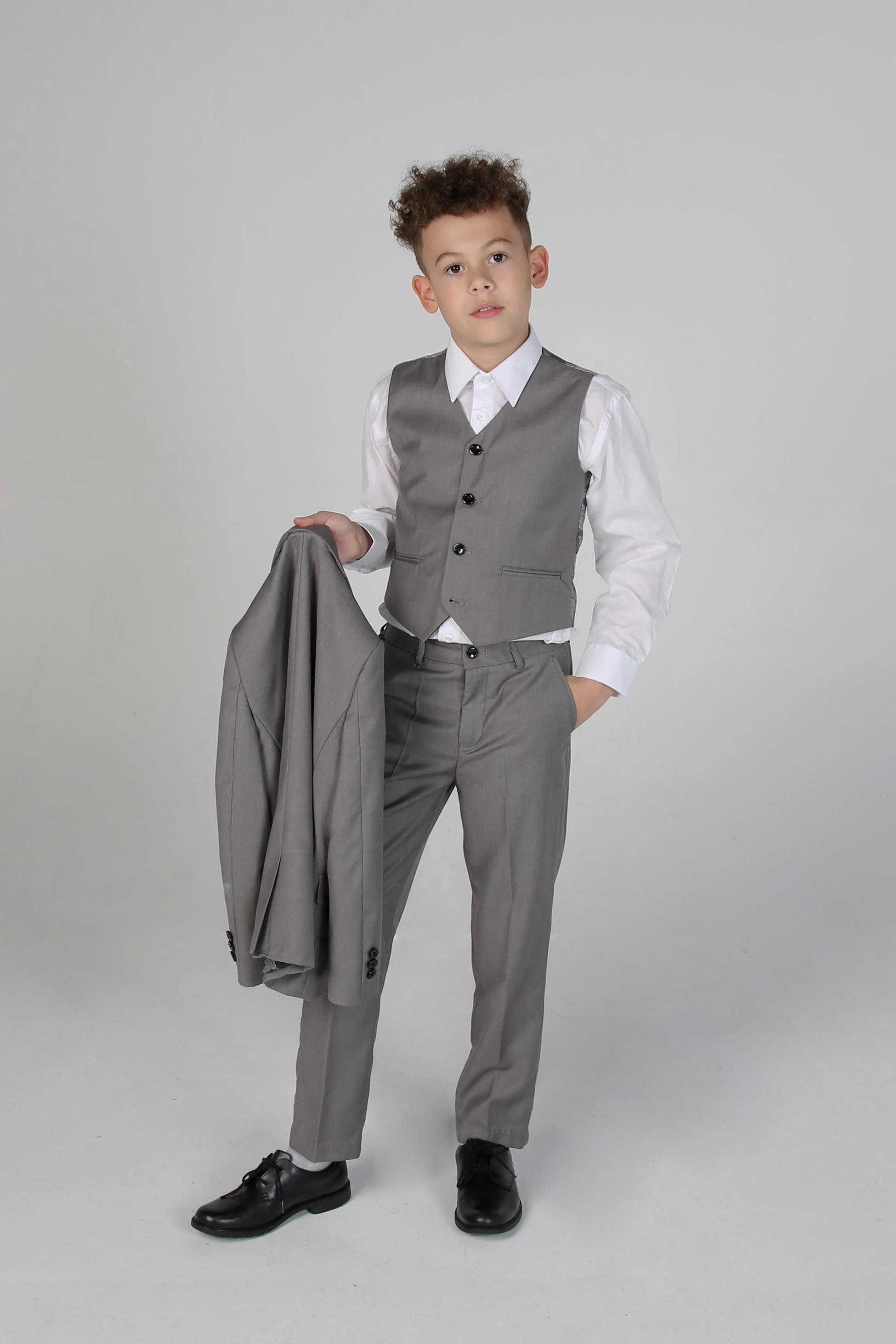 Boys Tailored Fit Black Suit - PARKER - Light Grey - Image 5