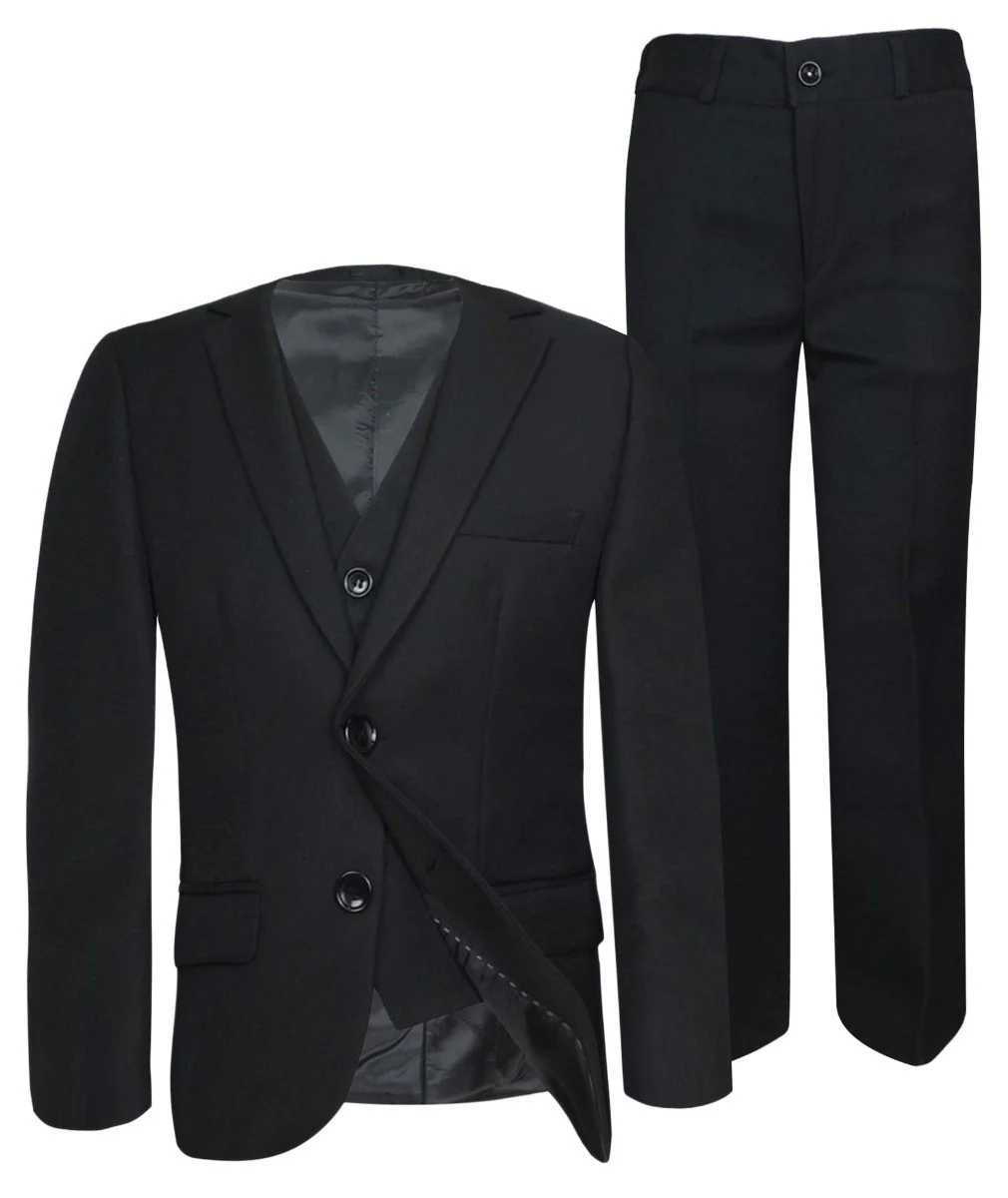 Boys Tailored Fit Formal Suit - Black - Image 9