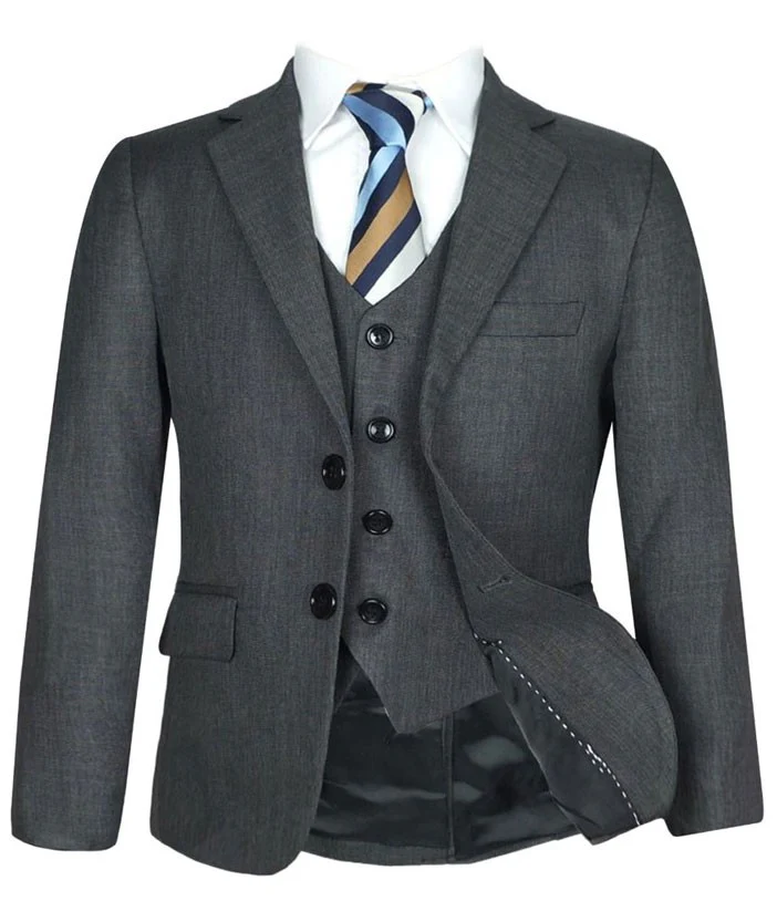 Boys Tailored Fit Formal Suit - Charcoal Grey - Image 3