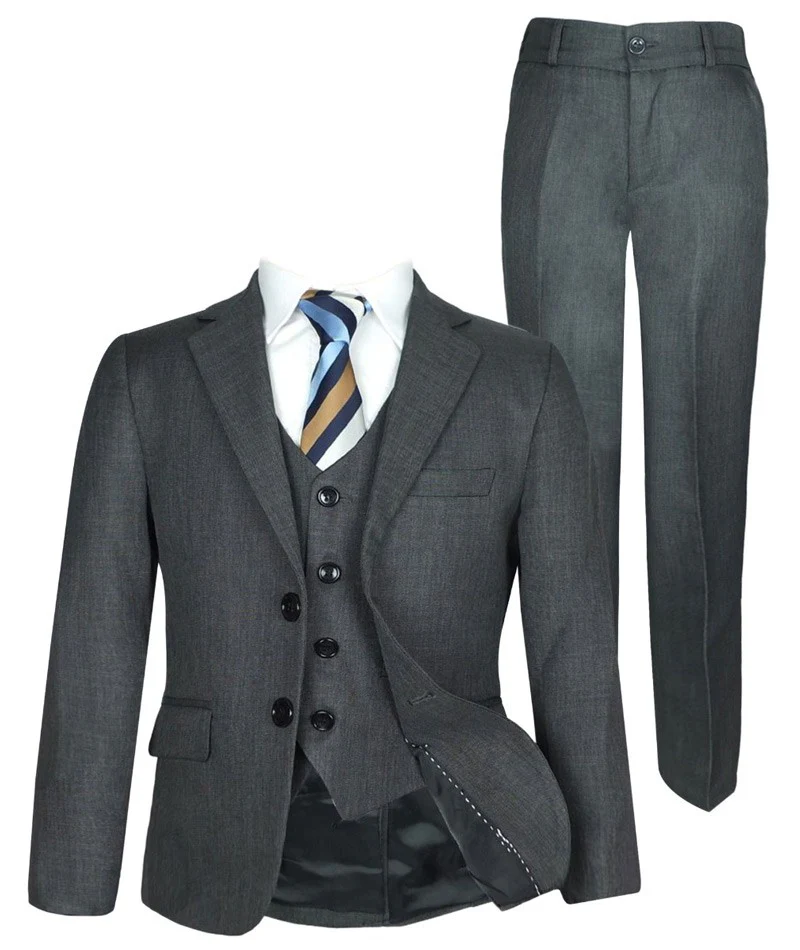 Boys Tailored Fit Formal Suit - Charcoal Grey - Image 4