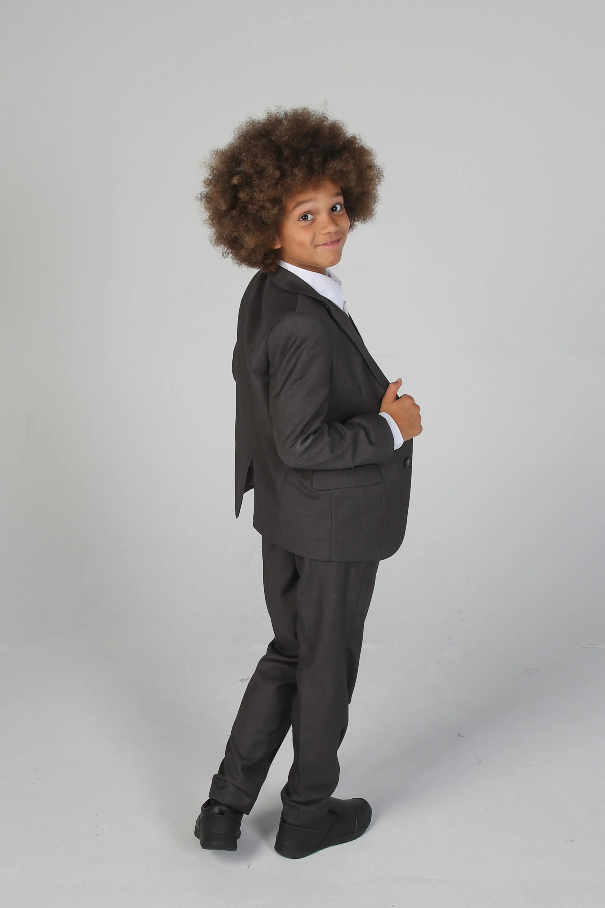 Boys Tailored Fit Formal Suit - Charcoal Grey - Image 3