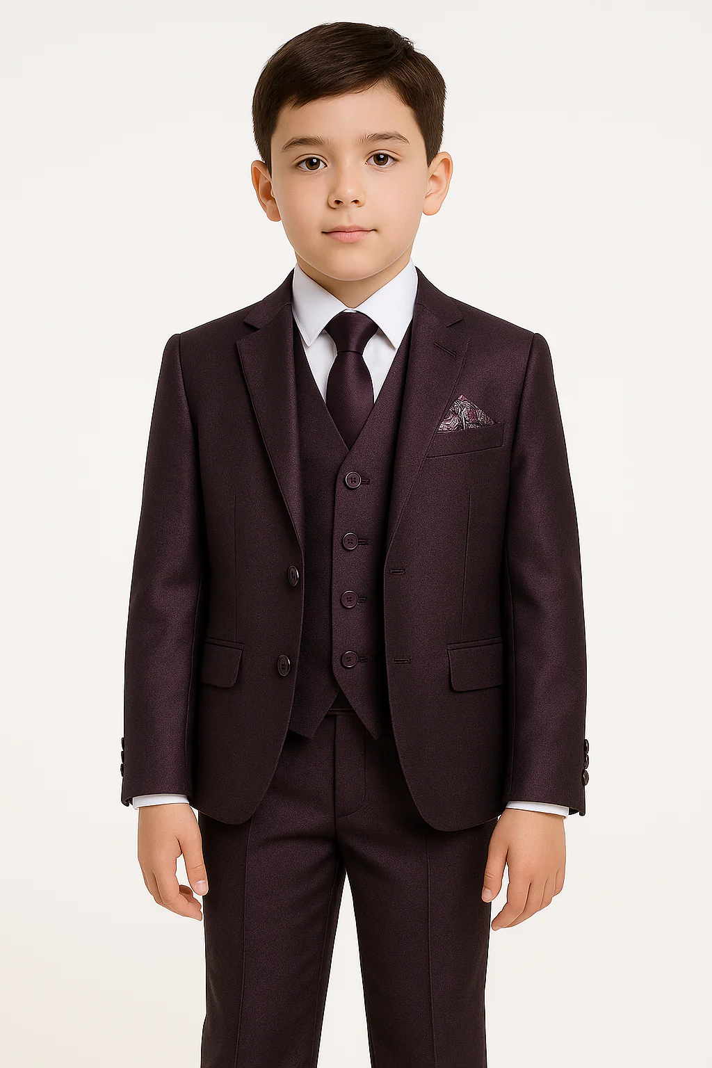 Boys Tailored Fit Sheen Effect Purple Suit Set - SAMUEL - Tonic Purple