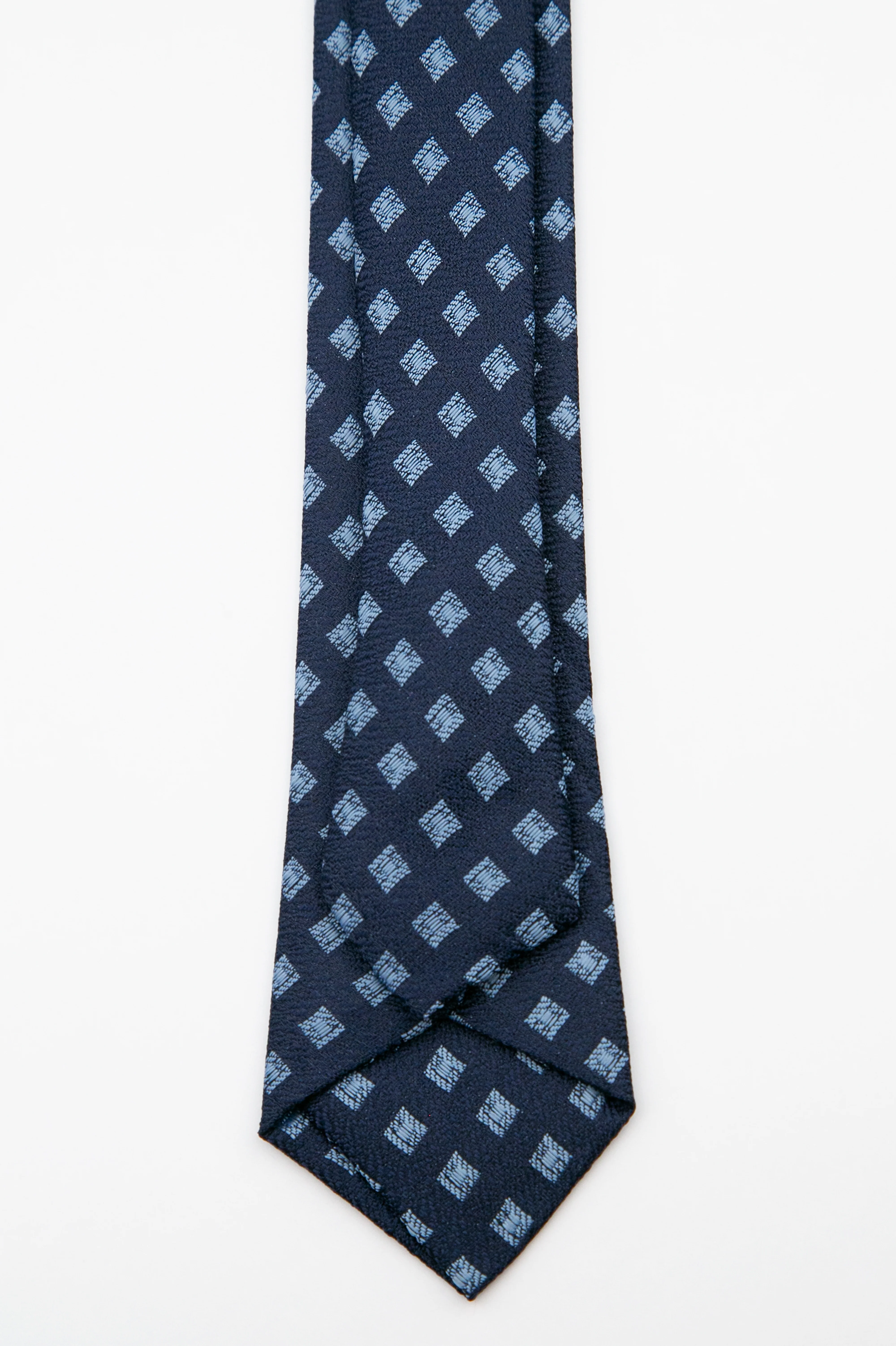 Boys’ Textured Diamond Slim Tie & Hanky Set - Navy Blue - Image 4