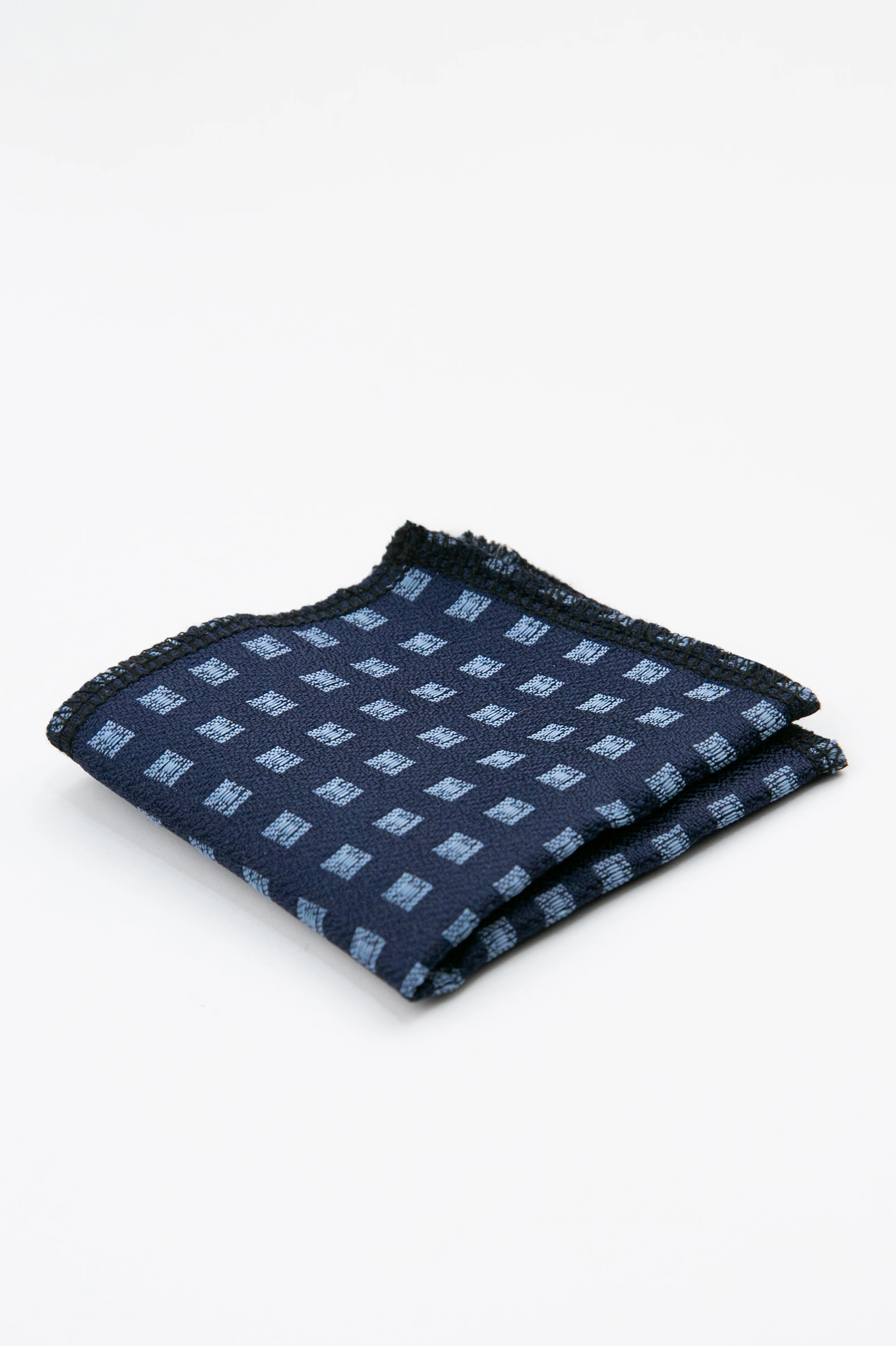 Boys’ Textured Diamond Slim Tie & Hanky Set - Navy Blue - Image 5