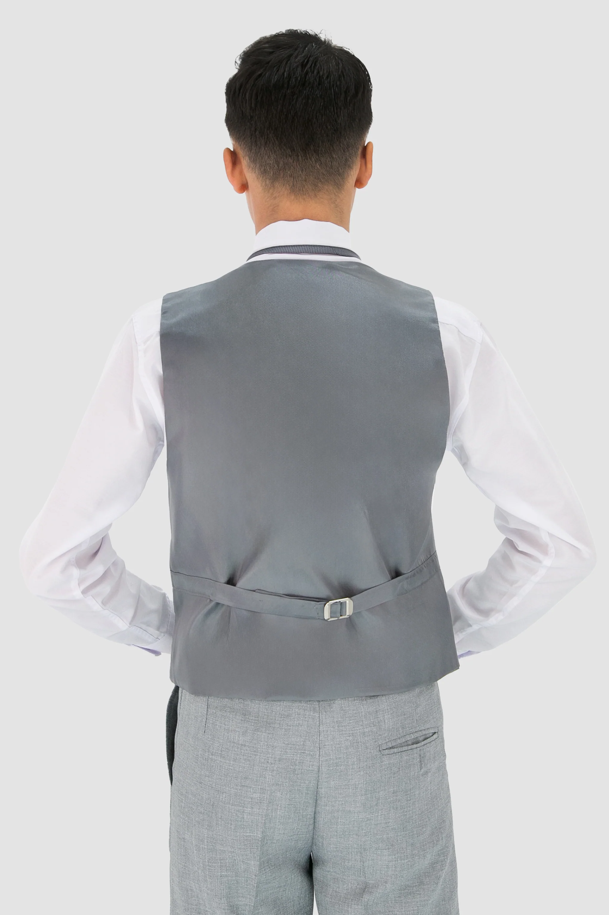 Boys Slim Fit Textured 8-Piece Formal Suit Set - Slate Grey - Image 8