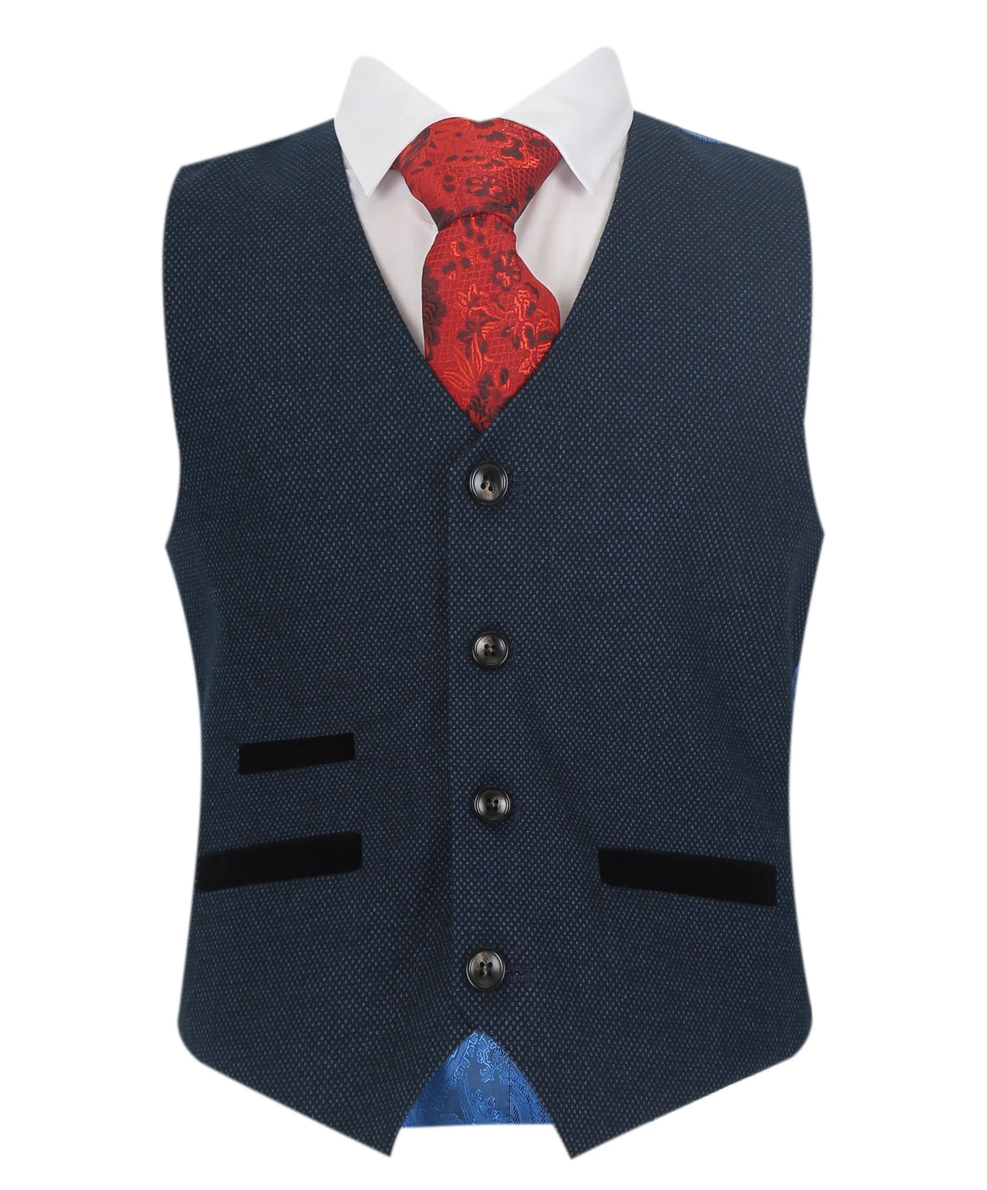 Boys Textured Formal Navy Suit - ARTHUR - Navy Blue - Image 5