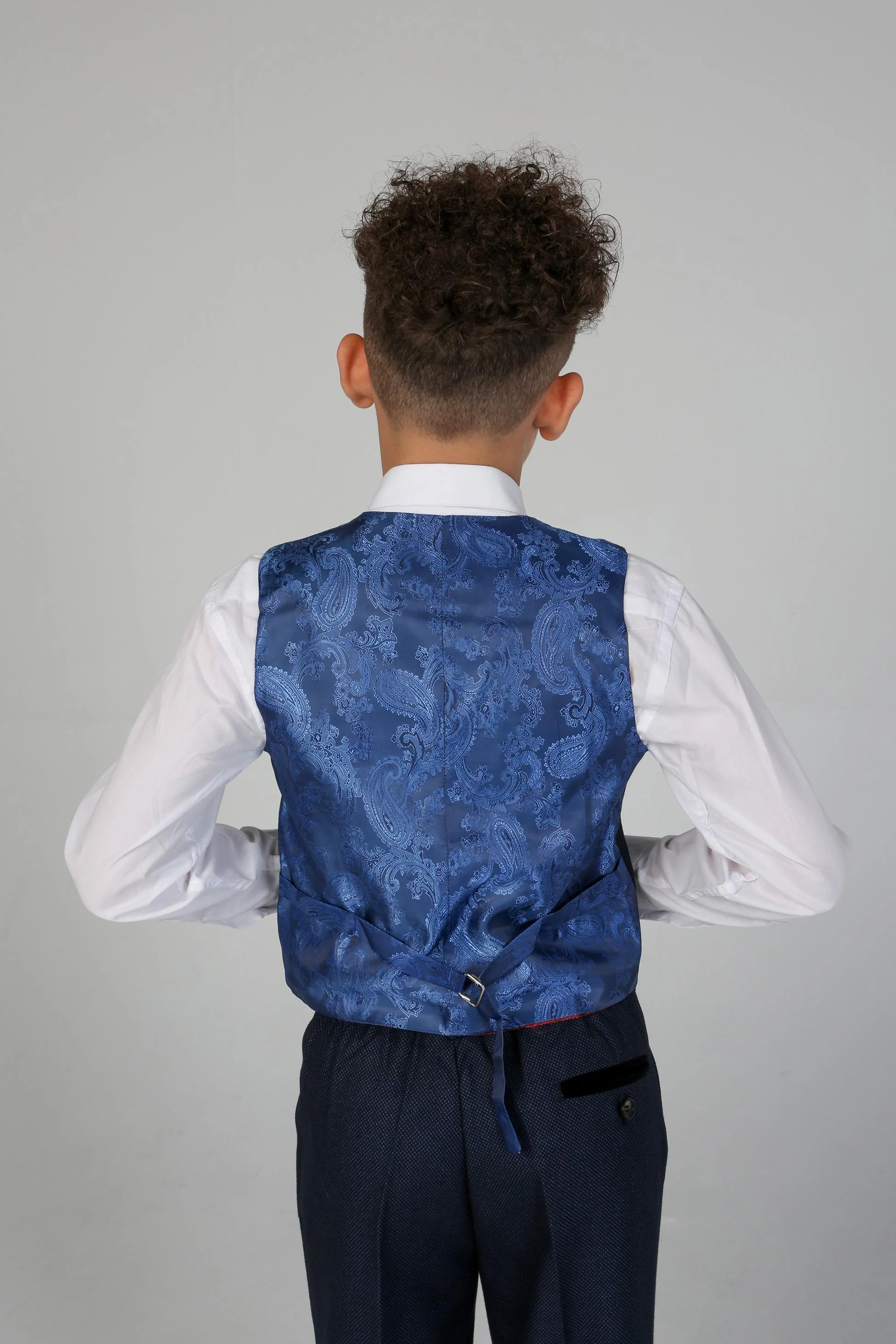 Boys Textured Formal Navy Suit - ARTHUR - Navy Blue - Image 7
