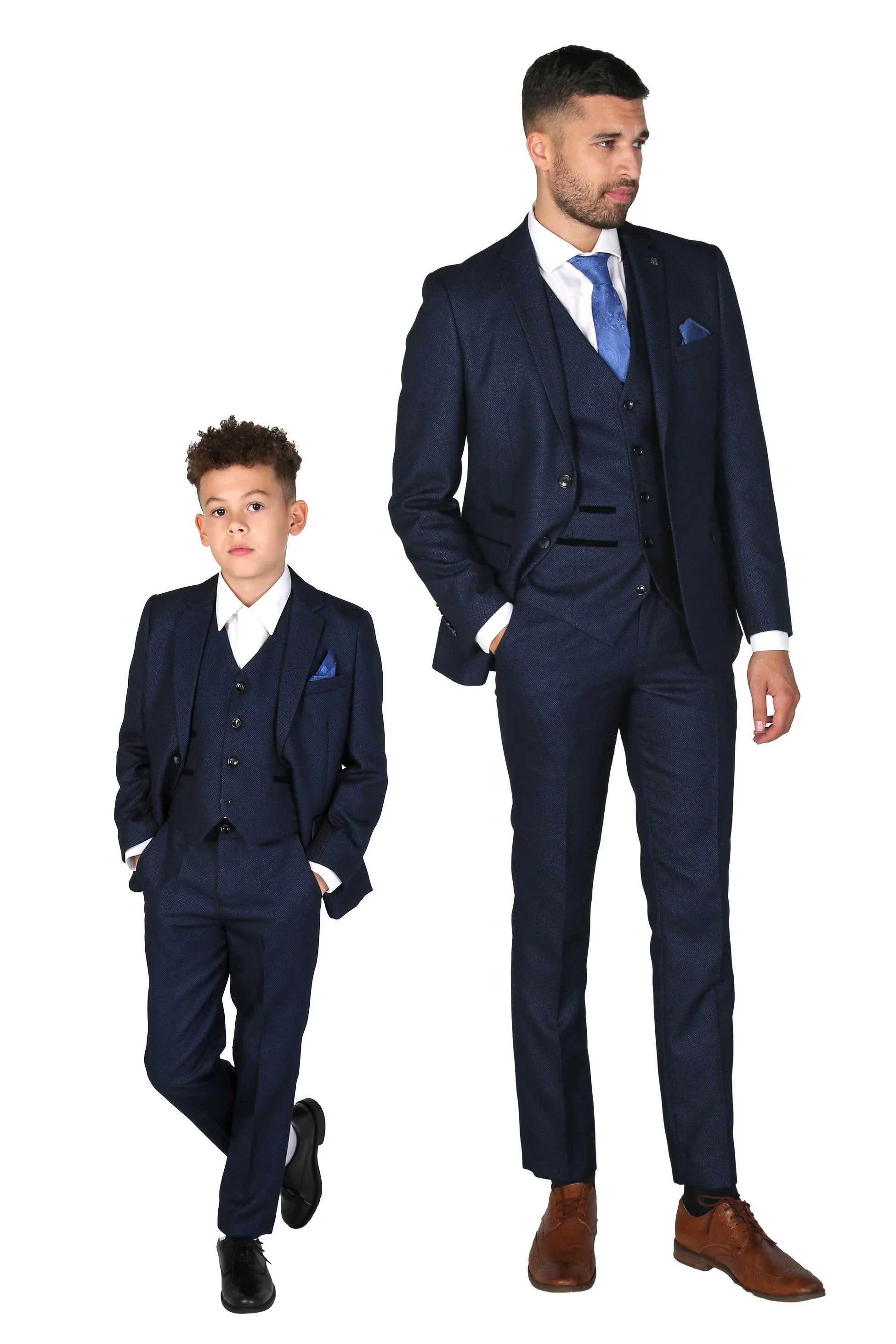 Boys Textured Formal Navy Suit - ARTHUR - Navy Blue - Image 8
