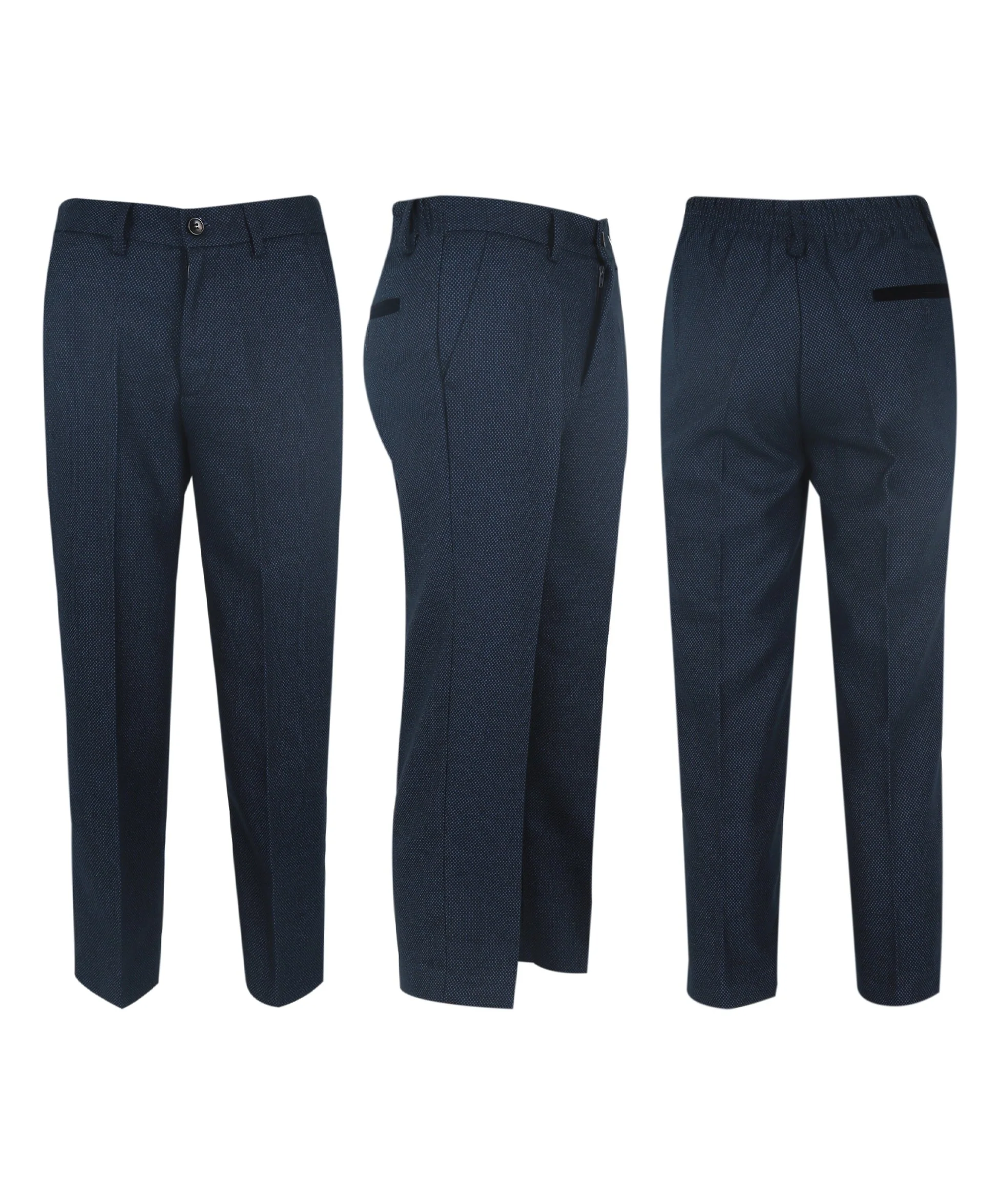 Boys Textured Formal Navy Suit - ARTHUR - Navy Blue - Image 9