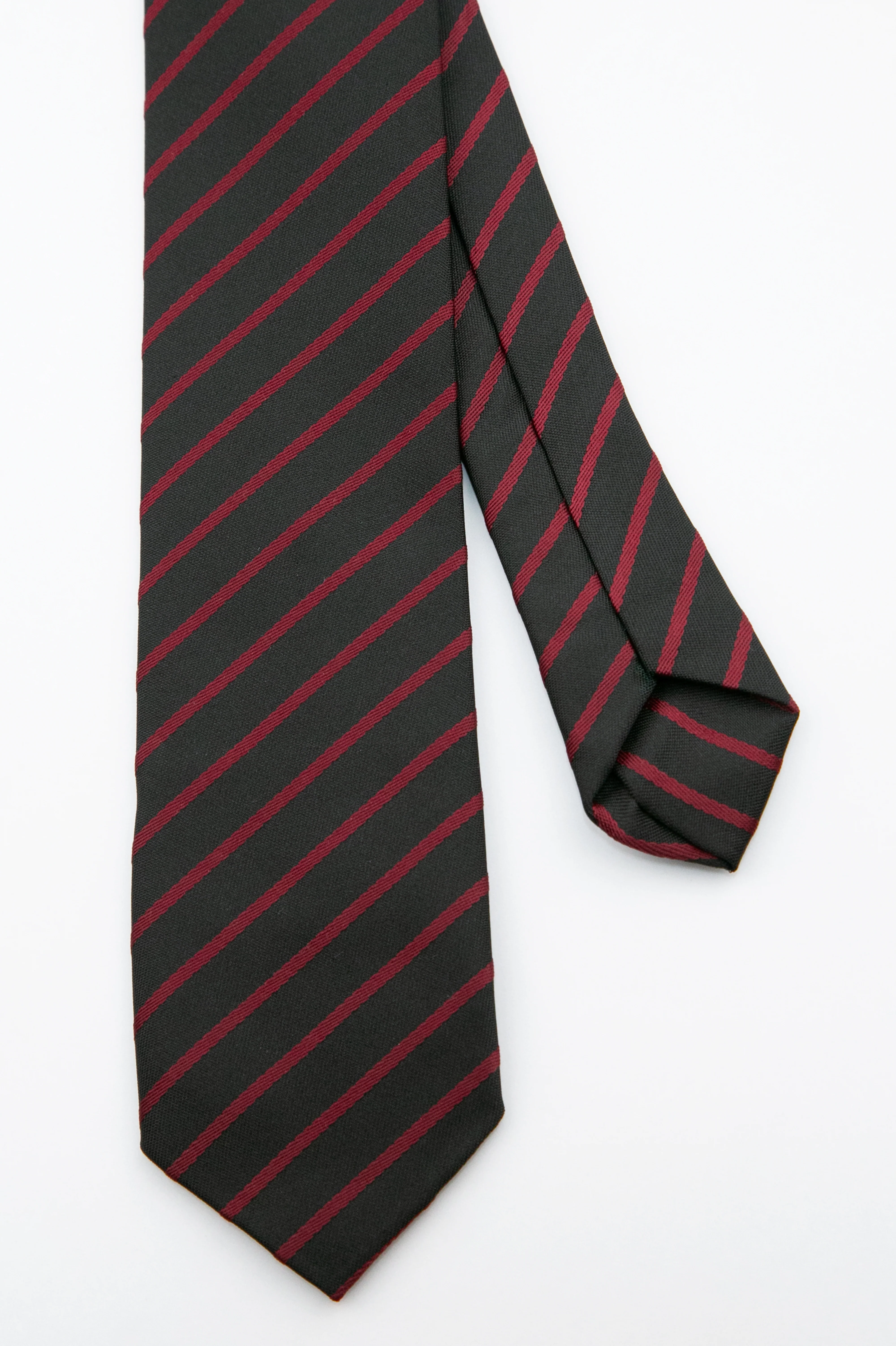 Boys’ Textured Striped Slim Tie & Pocket Square Set - Burgundy - Image 3