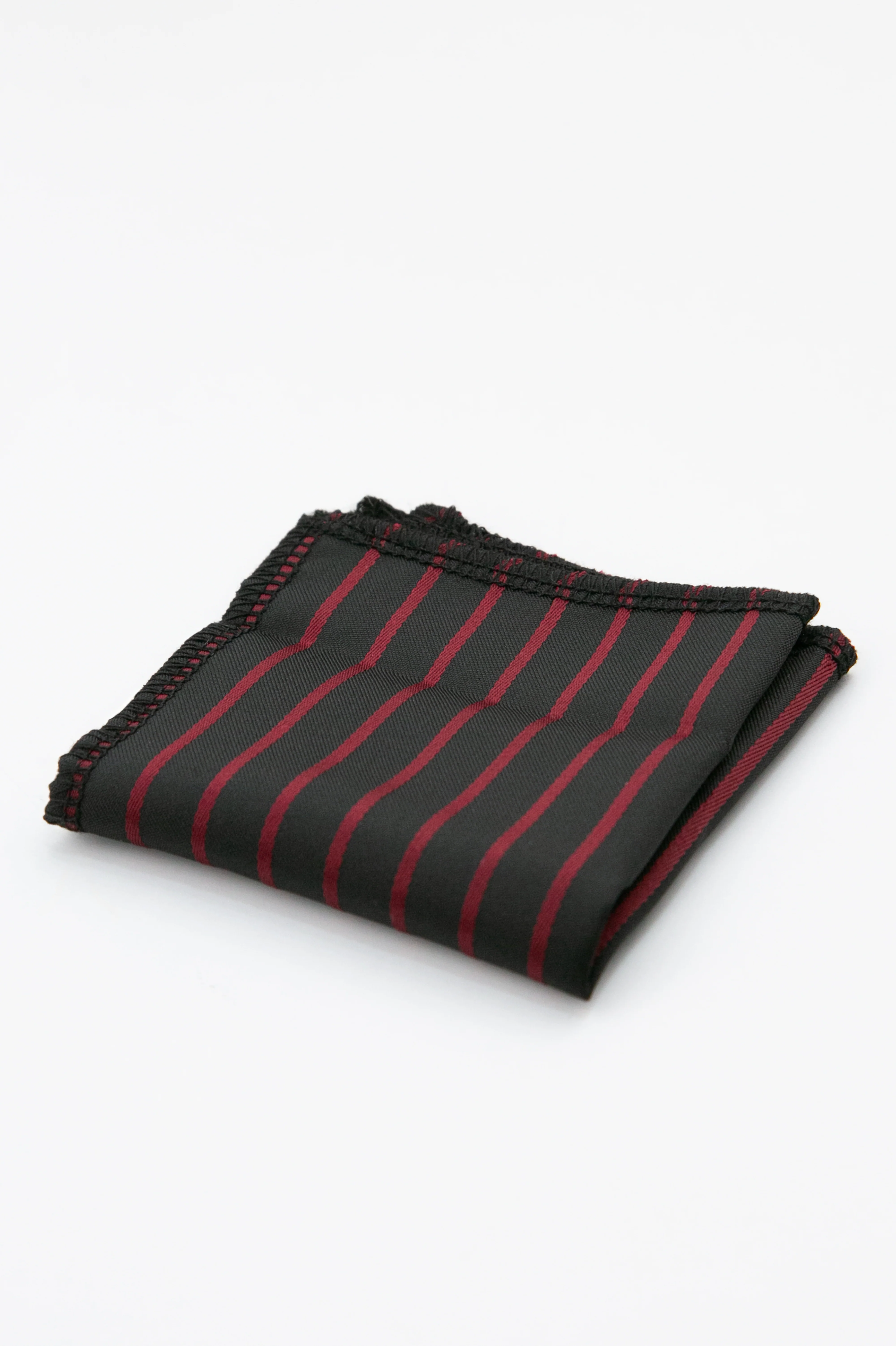 Boys’ Textured Striped Slim Tie & Pocket Square Set - Burgundy - Image 5