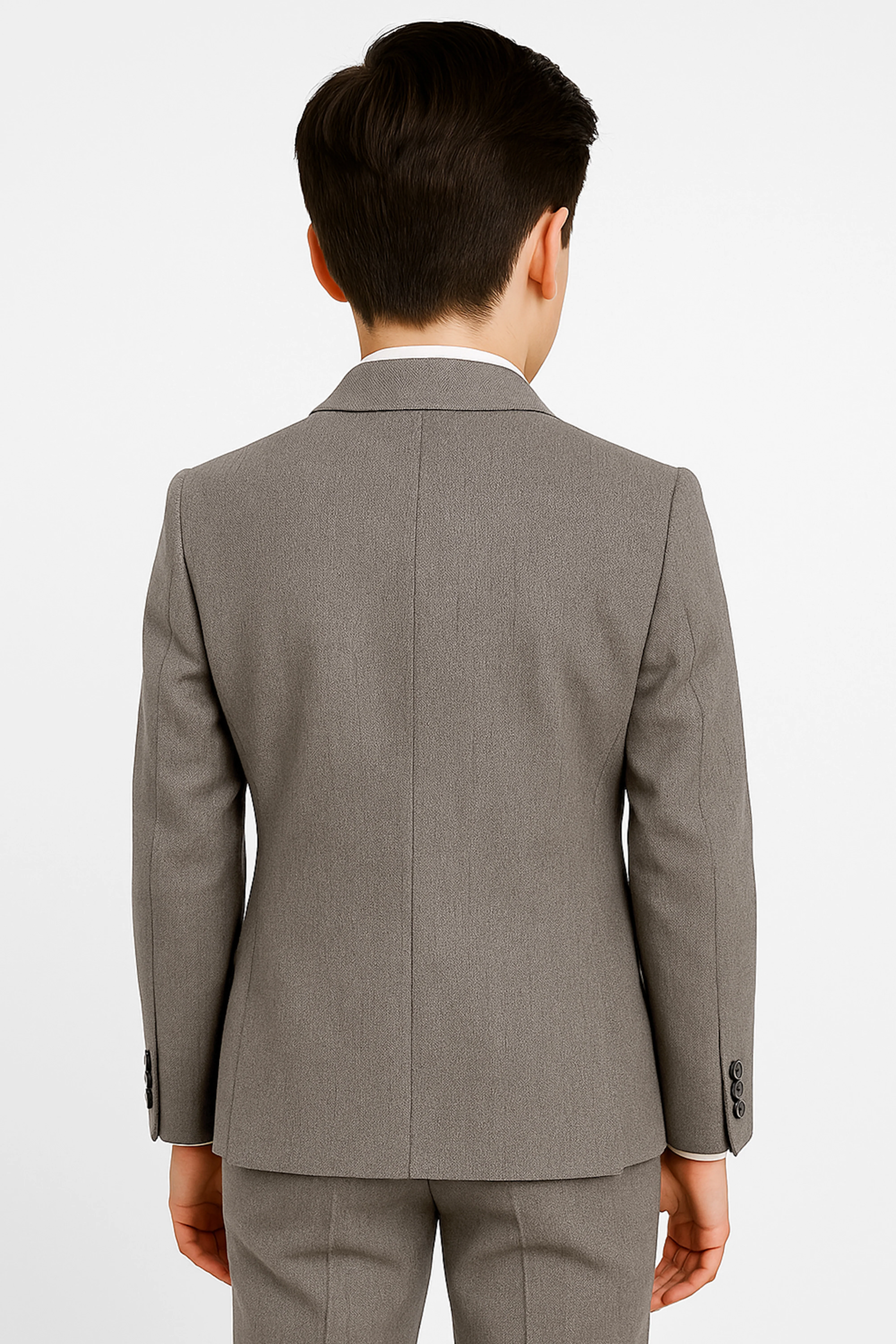 Boys Tailored Fit Textured Suit - ADRIAN - Dark Beige - Image 2