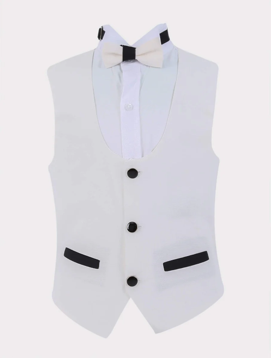 Boys All in One 6 Pieces Tuxedo Dinner Suit - HARRISON - Ivory - Image 6