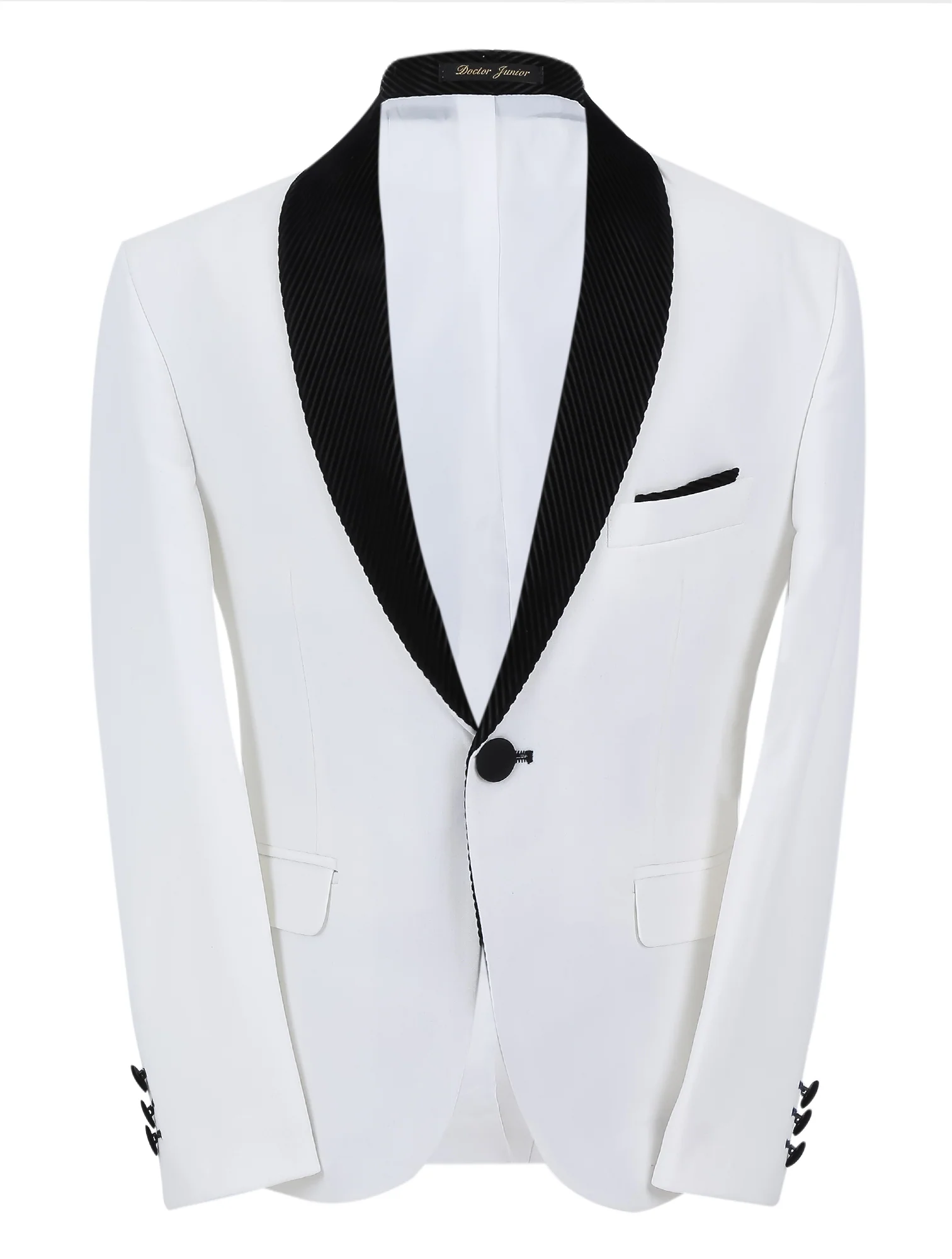 Boys Tuxedo Suit - Corduroy Velvet Waistcoat & shawl lapel - White- Black - Image 6