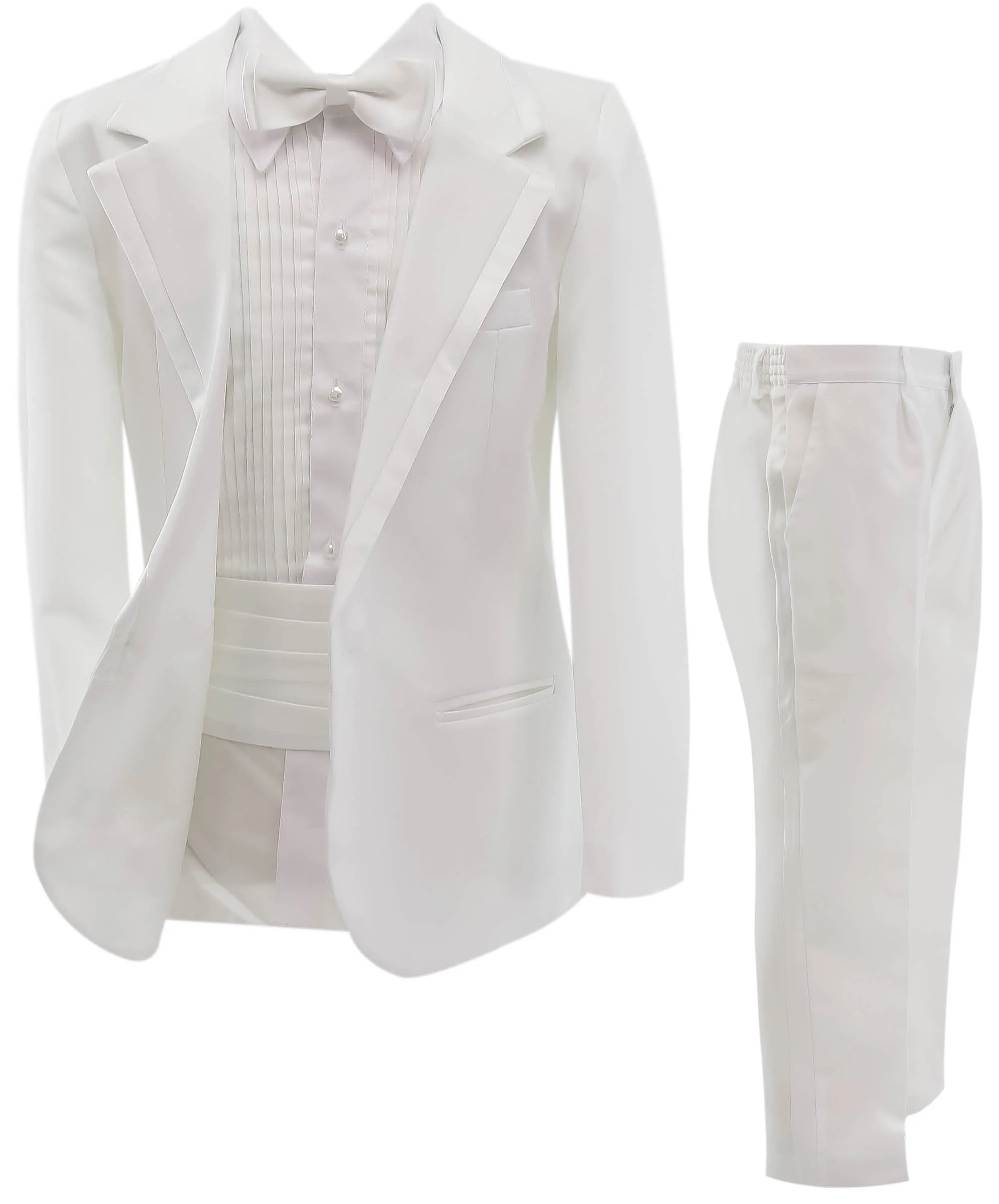 Boys Tuxedo Suit Set - White - Image 7