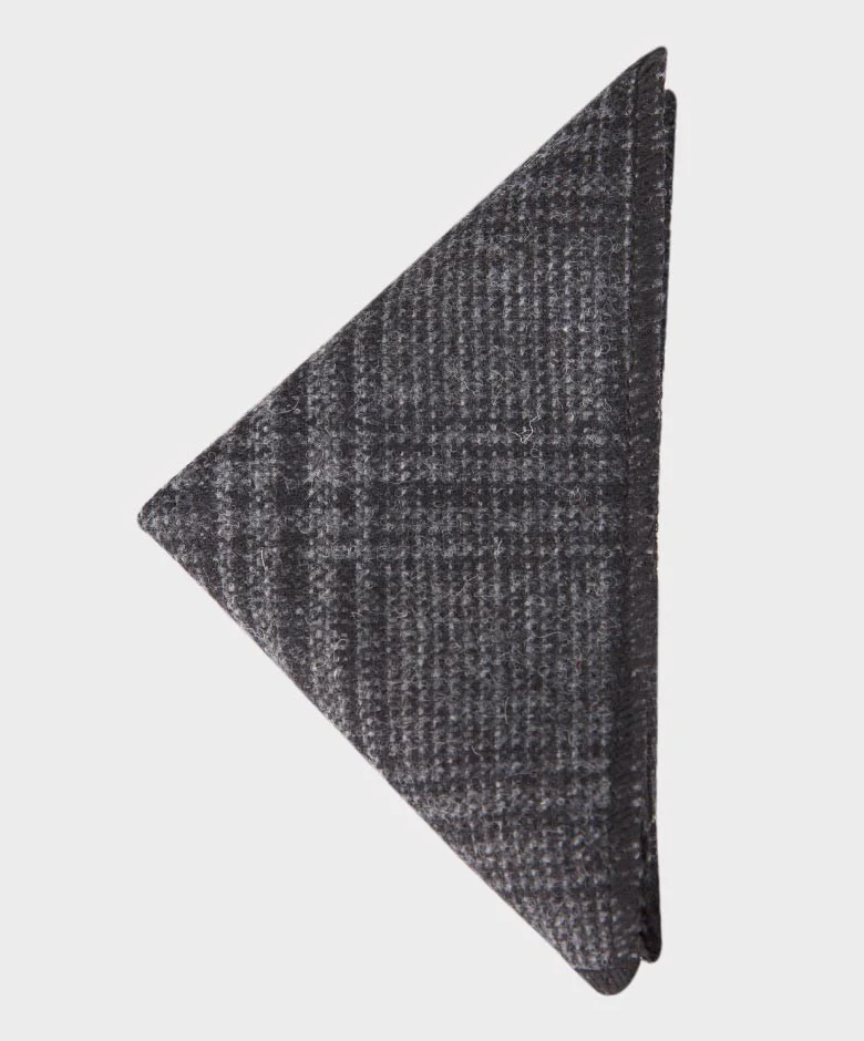 Boys Tweed Check Grey Tie and Hanky Set - Charcoal Grey - Image 5