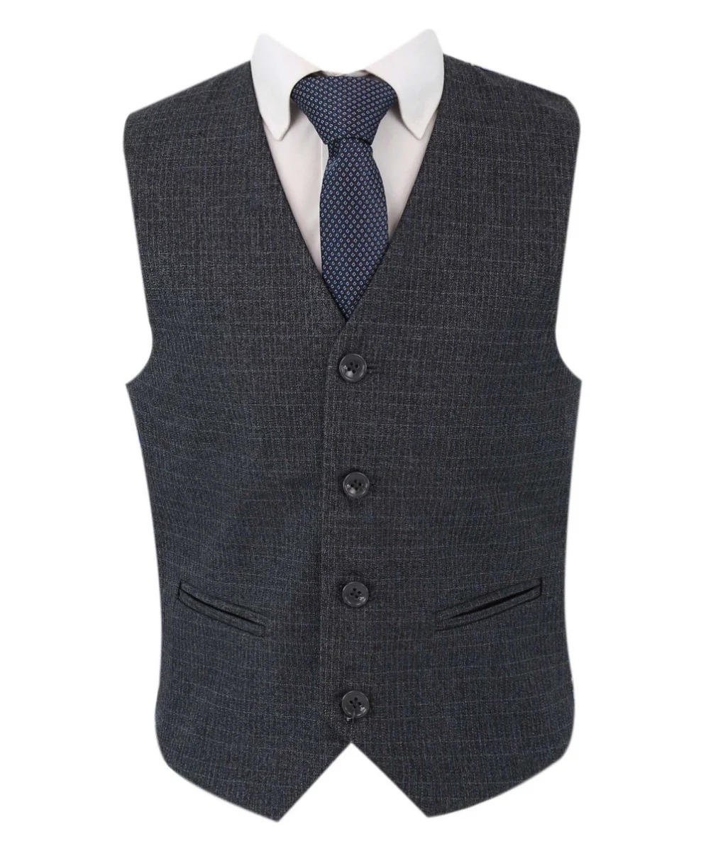Boy Tweed Tailored Fit Husky Sizes Suit - JONATHAN Charcoal - Charcoal Grey - Image 7