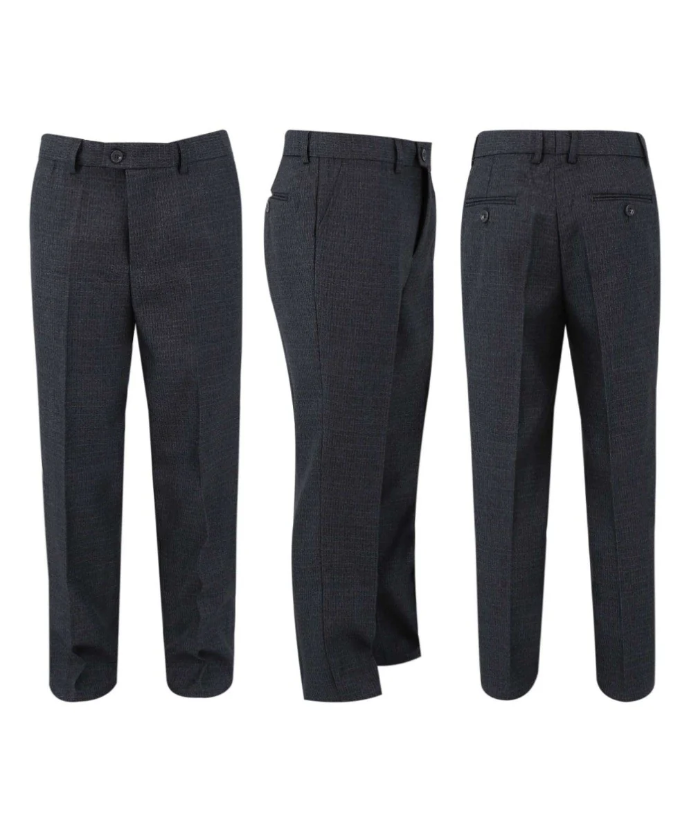 Boy Tweed Tailored Fit Husky Sizes Suit - JONATHAN Charcoal - Charcoal Grey - Image 9