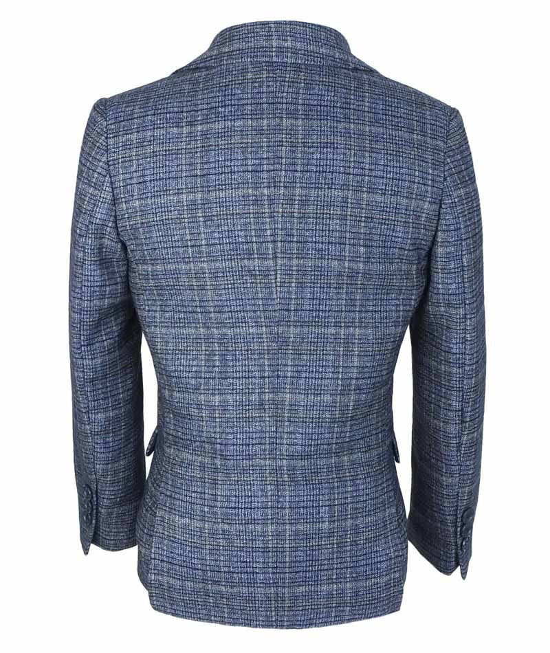 Boys Tweed Check Sky Blue Suit Set - Sky Blue - Image 7