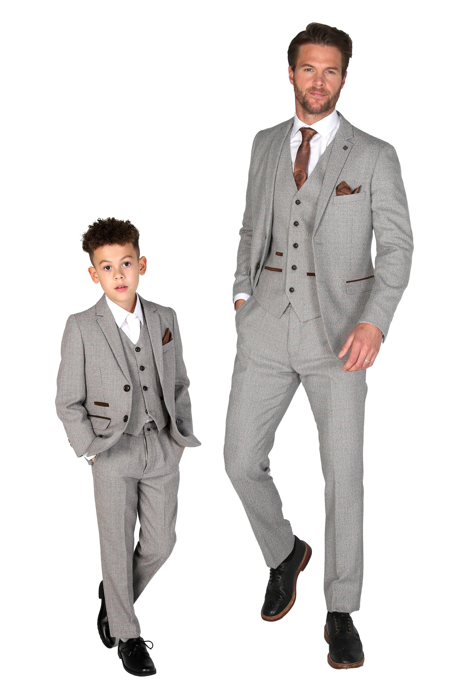 Boys Tweed Tailored Fit Formal Suit - Ralph - Cream - Image 6