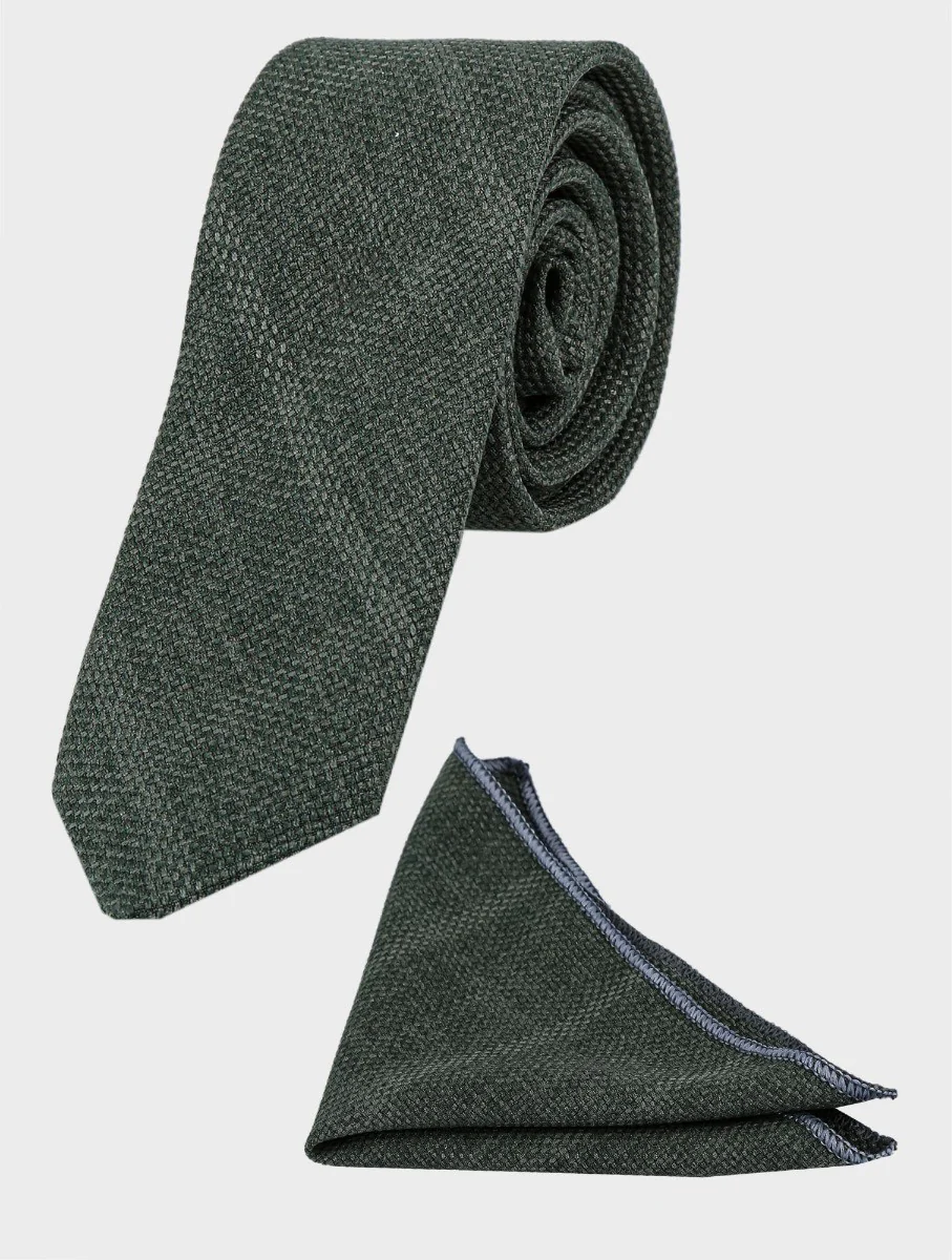 Boys Tweed Windowpane Check Cotton Waistcoat - Green - Image 5