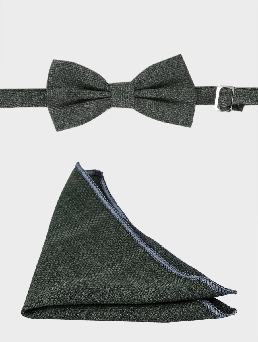 Boys Tweed Windowpane Check Cotton Waistcoat - Green - Image 6