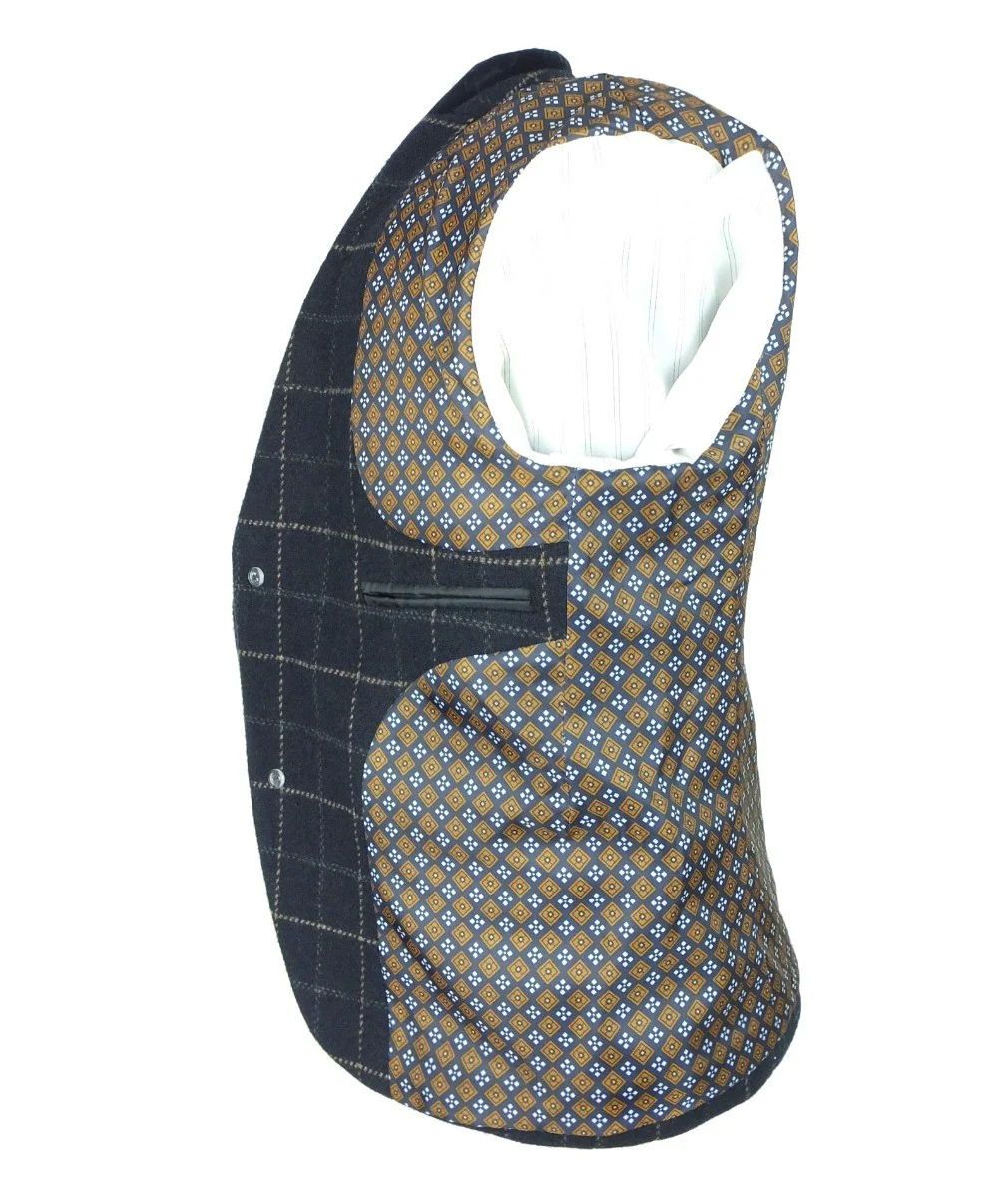 Boys Tweed Windowpane Check Slim Fit Suit - SHELBY - Navy Blue - Image 10