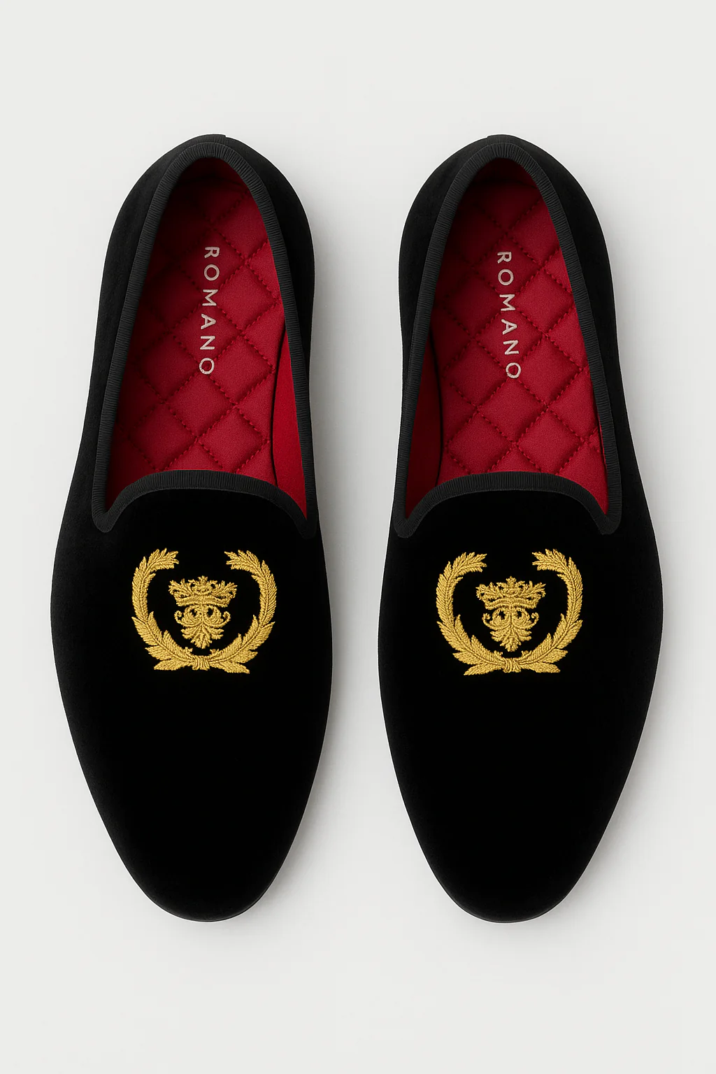 Boys Velvet Gold Crest Loafer Shoes - Ezra - Black - Image 2