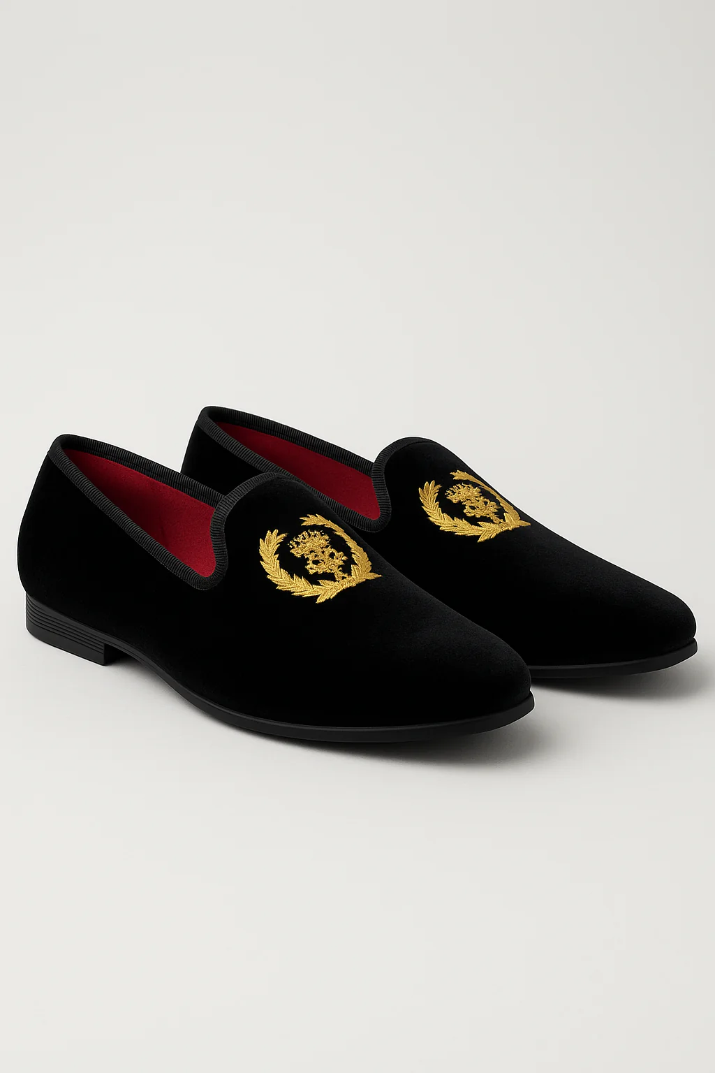 Boys Velvet Gold Crest Loafer Shoes - Ezra - Black - Image 3