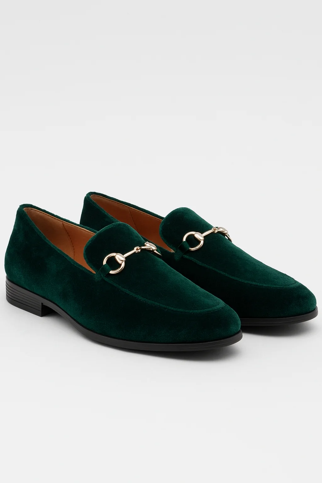Boys Velvet Horsebit Loafer Shoes - Green - Image 3