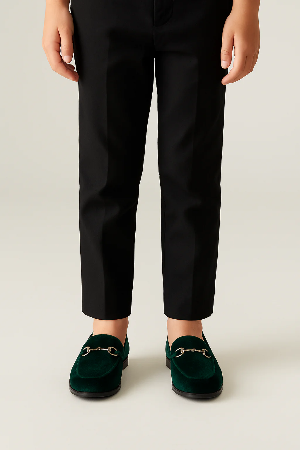 Boys Velvet Horsebit Loafer Shoes - Green - Image 4